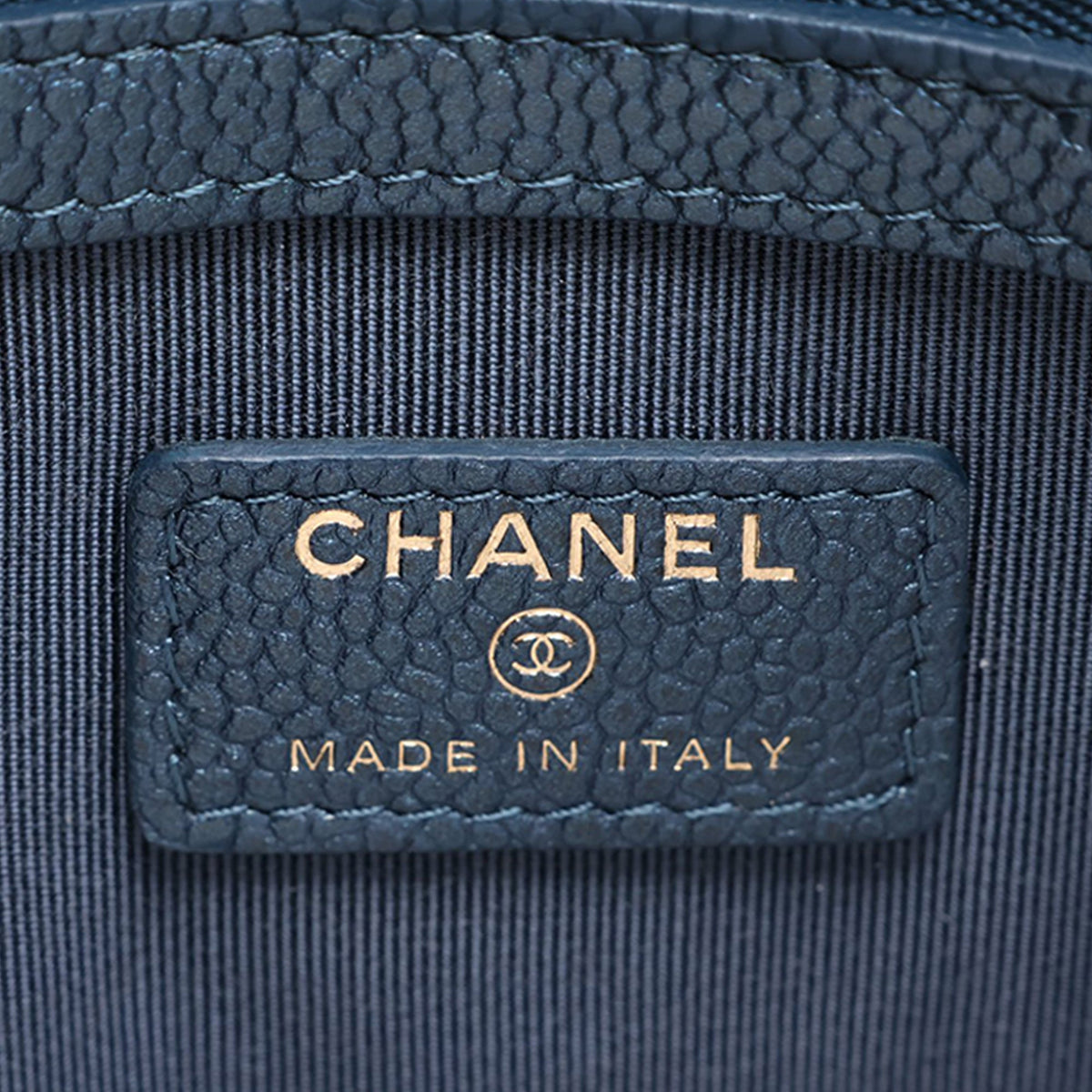 Chanel Quilted Caviar Clutch — Blue