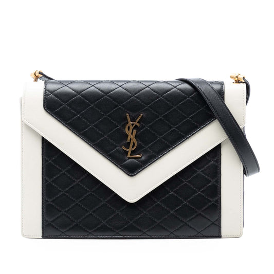Saint Laurent Bicolor Quilted Lambskin Gaby Crossbody