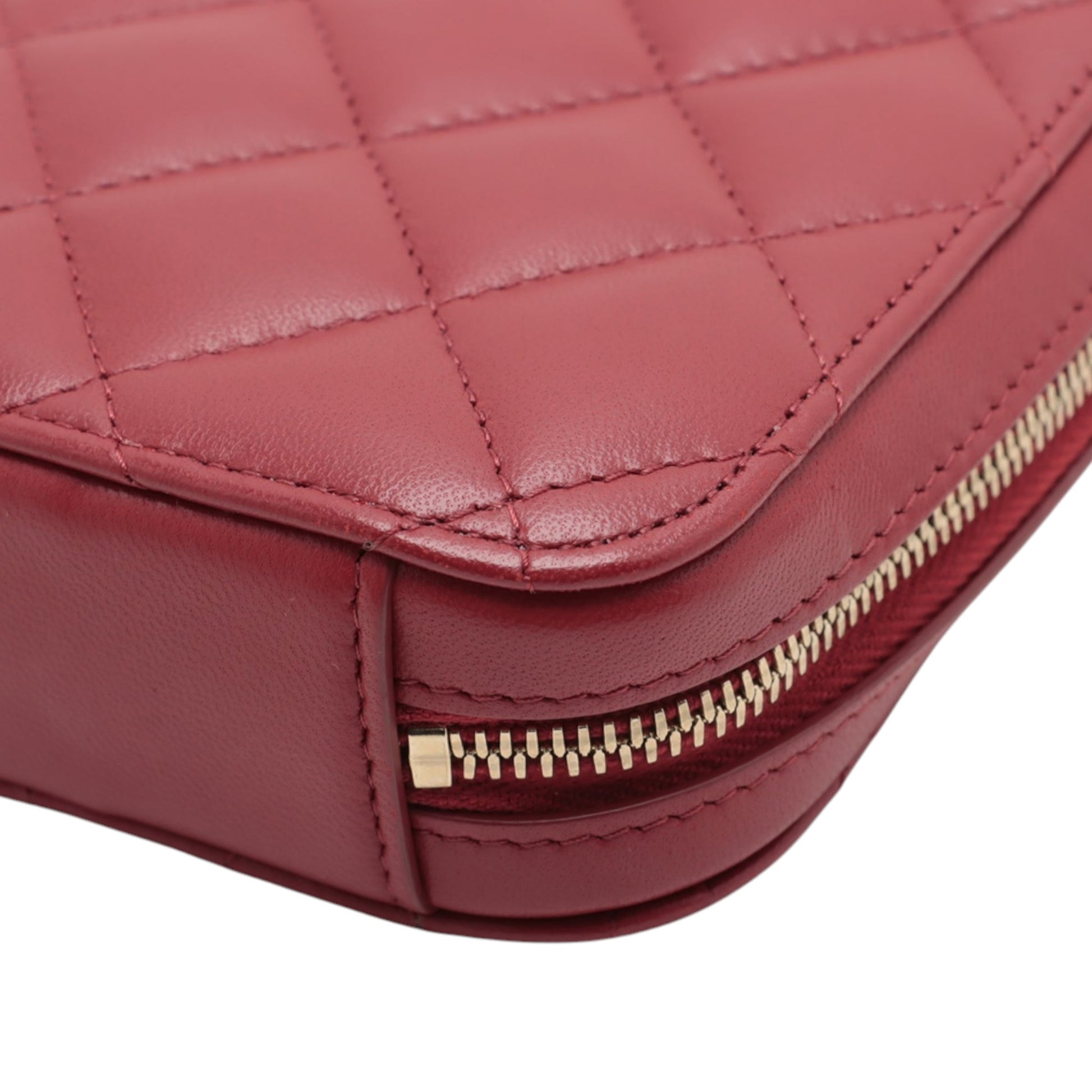 Chanel CC Quilted Lambskin Zip Phone Case