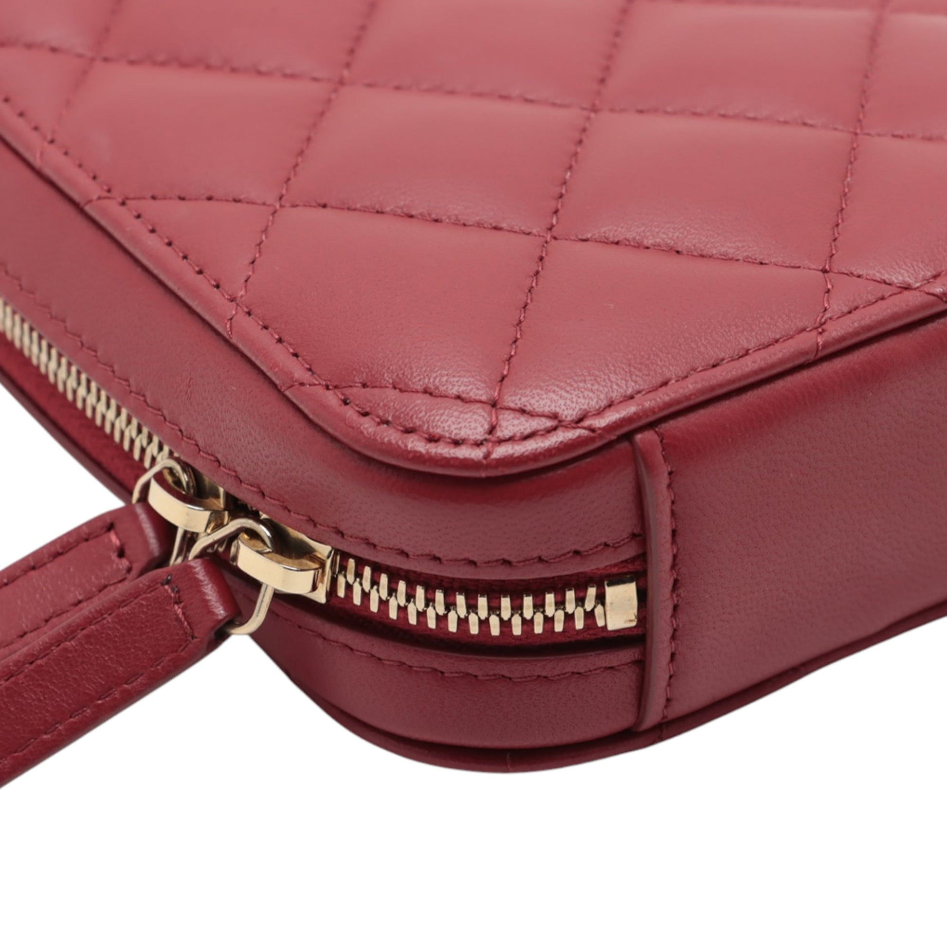 Chanel CC Quilted Lambskin Zip Phone Case