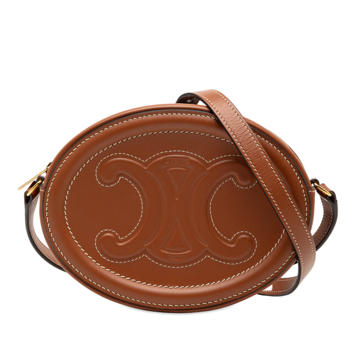 Celine Small Calfskin Cuir Triomphe Oval Crossbody