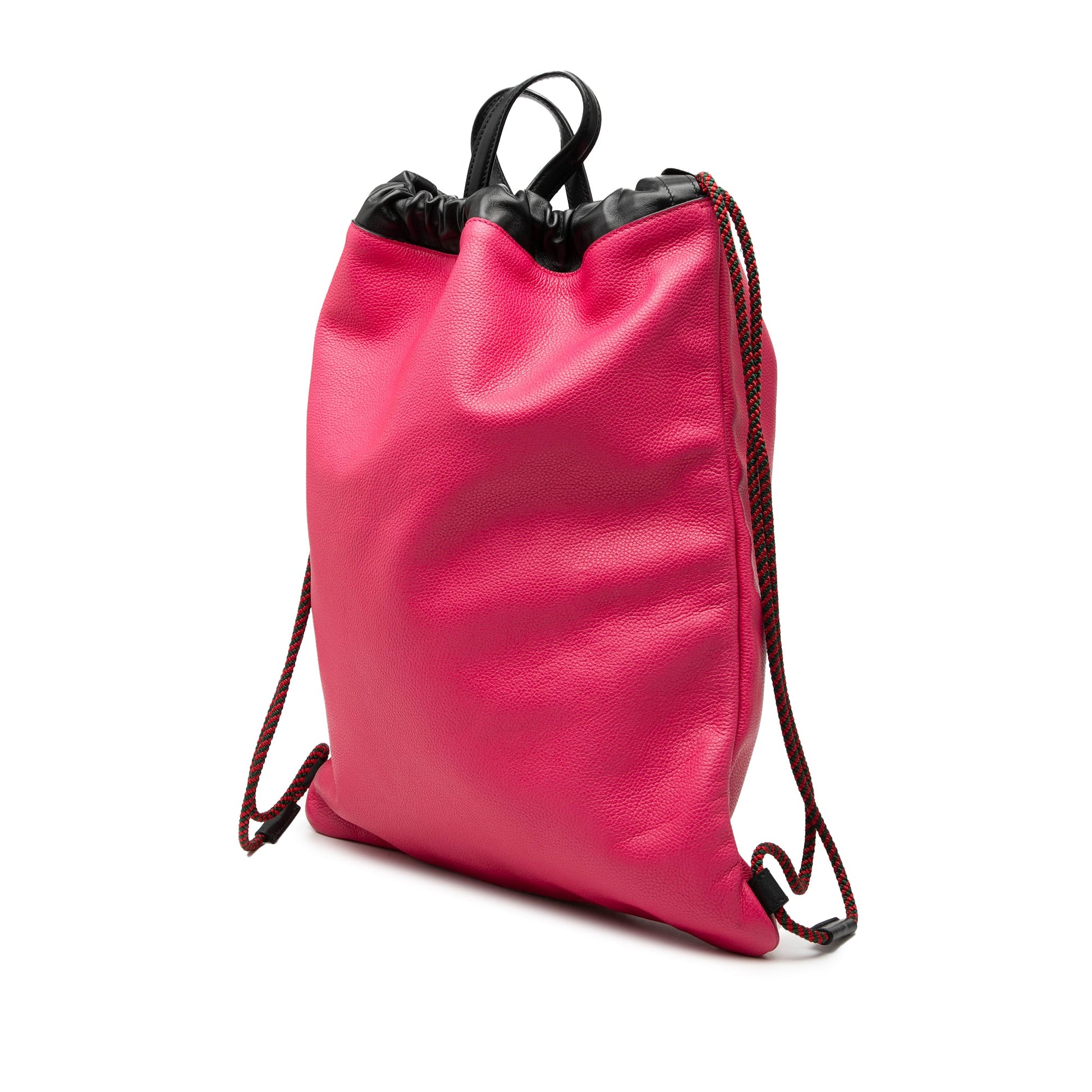 Gucci Leather Logo Drawstring Backpack