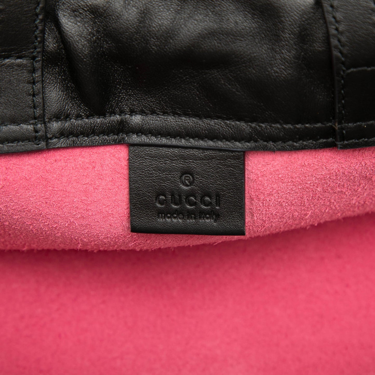 Gucci Leather Logo Drawstring Backpack