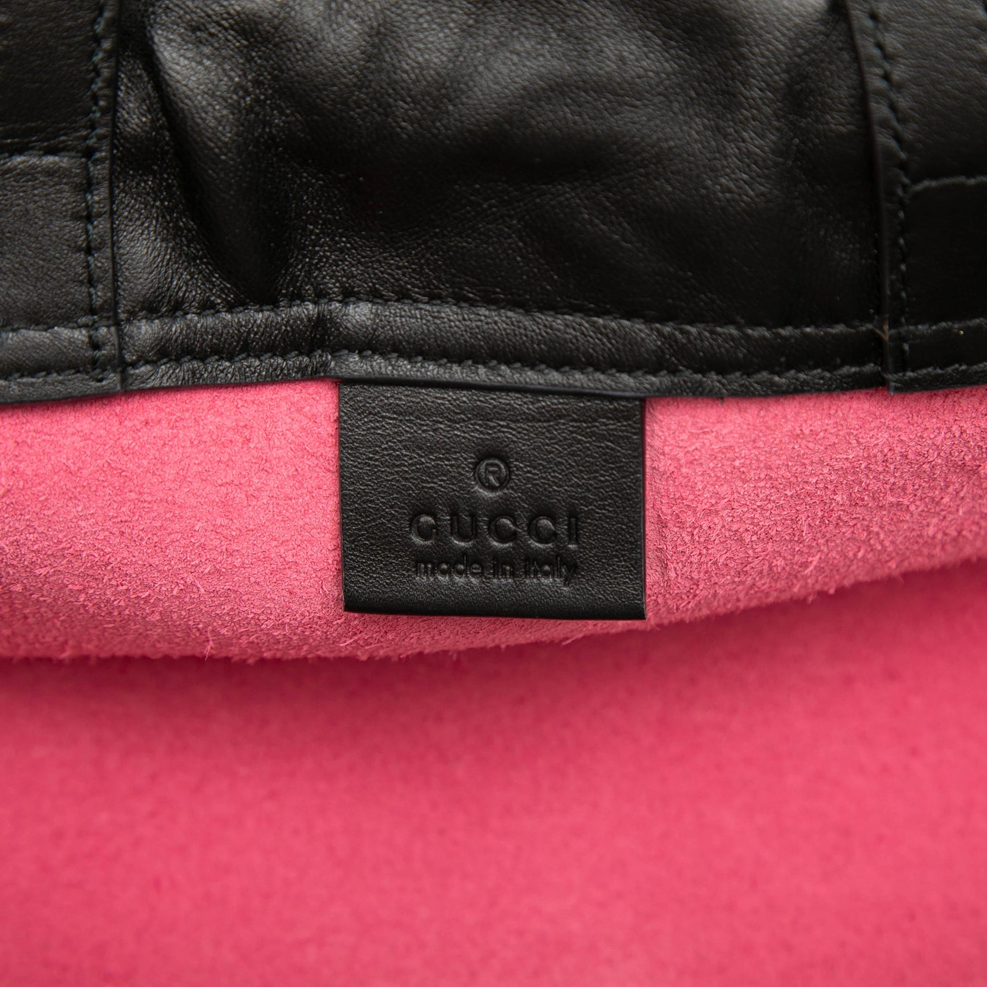Gucci Leather Logo Drawstring Backpack