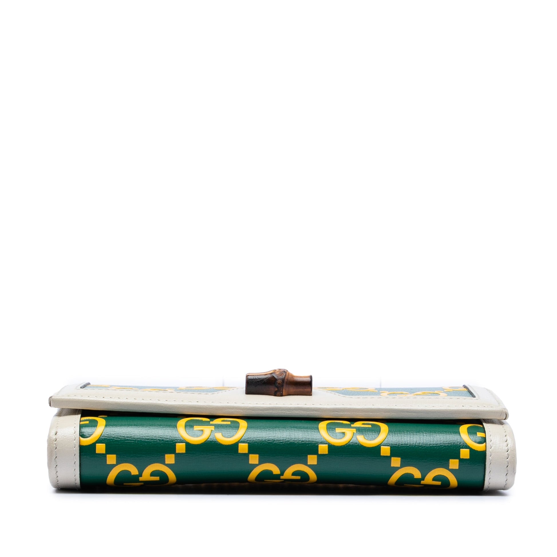 Gucci Bicolor Debossed GG Azalea Calfskin Bamboo Diana Wallet on Chain