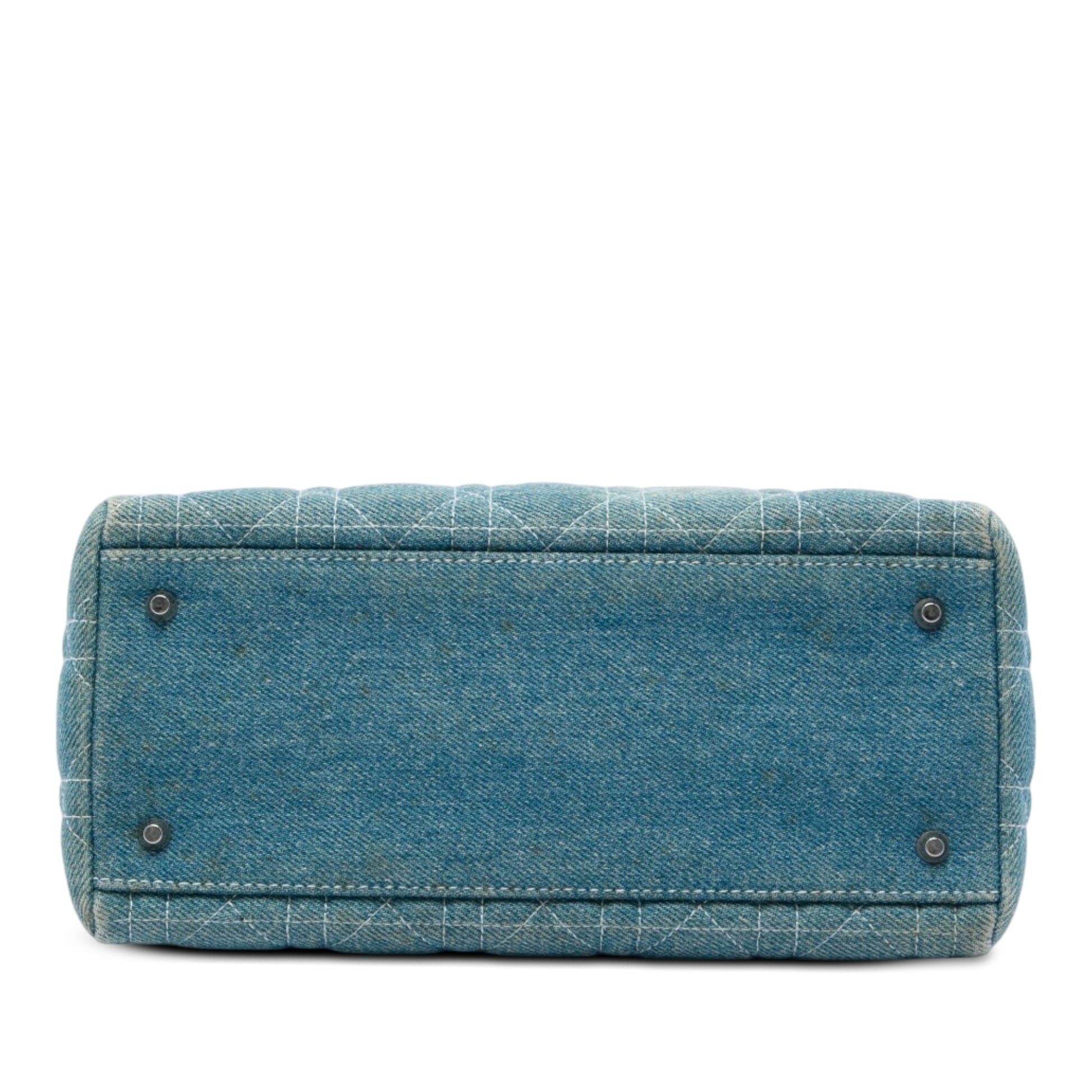 Dior Medium Denim Cannage Acrylic Handles Lady Dior