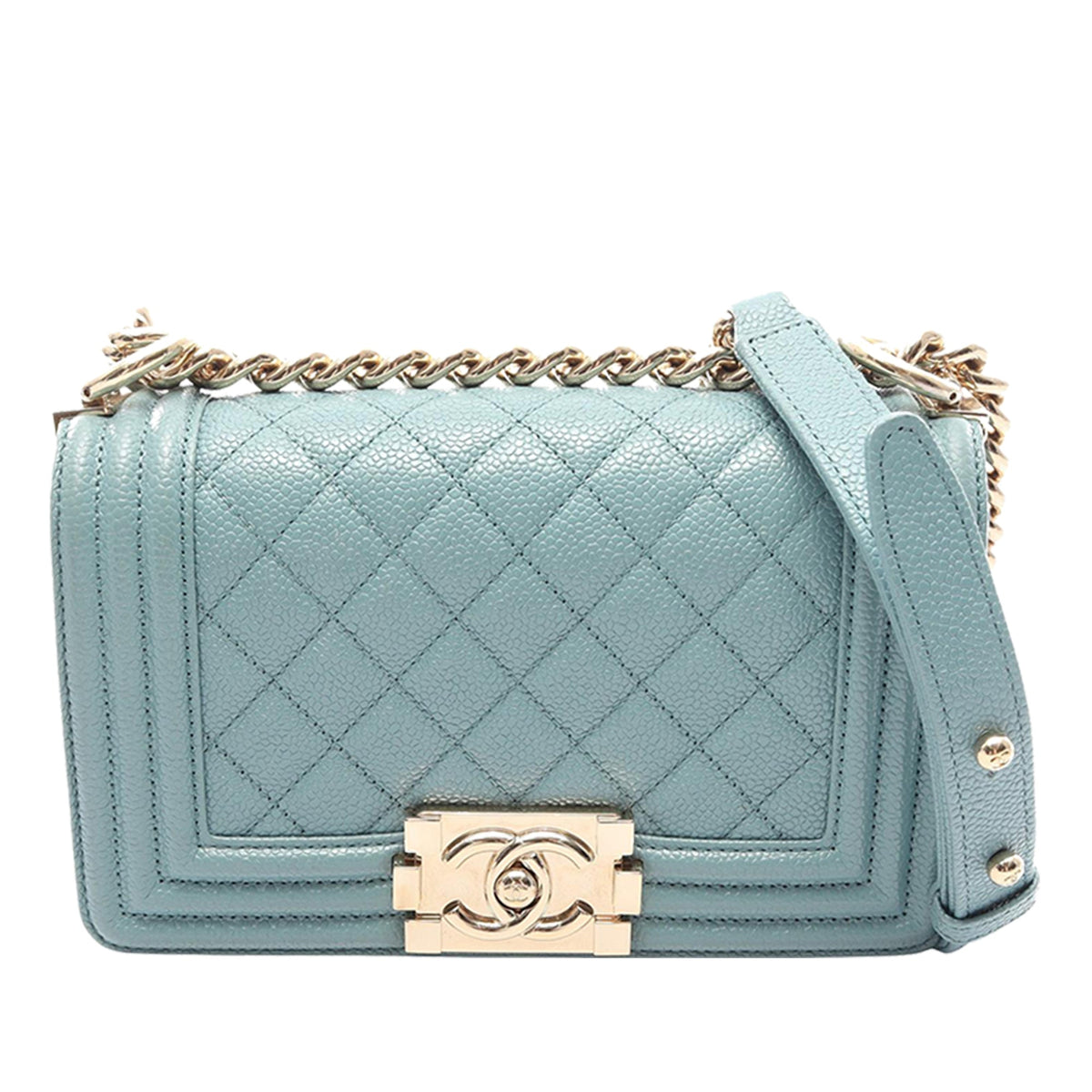 Chanel Small Quilted Caviar Boy Flap — Blue