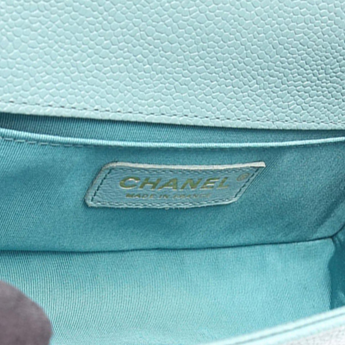 Chanel Small Quilted Caviar Boy Flap — Blue