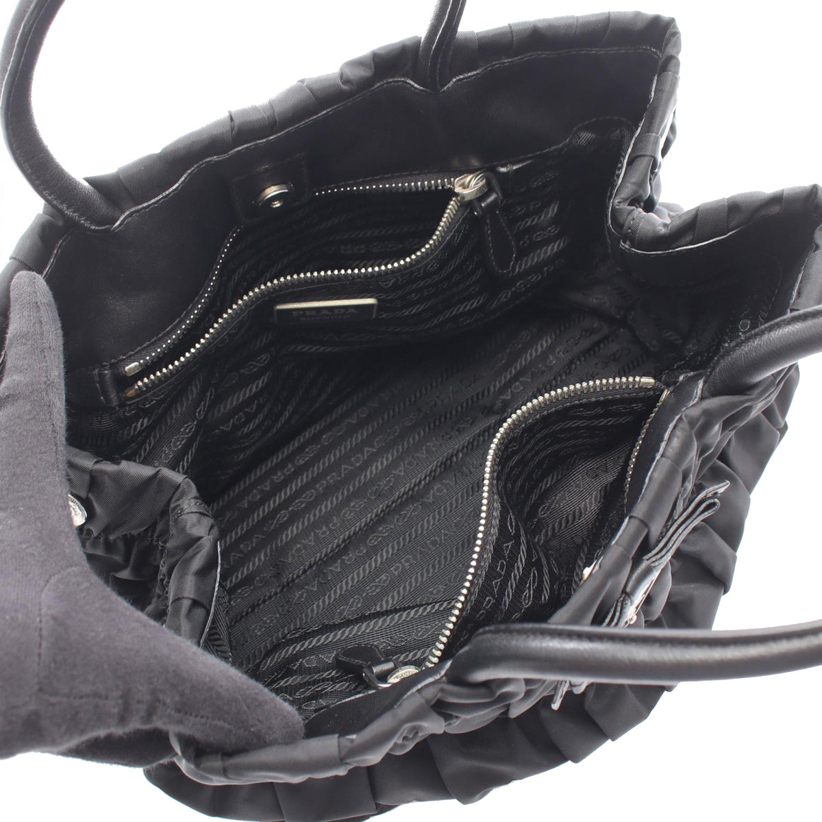 Prada Tessuto Gaufre Bow Handbag