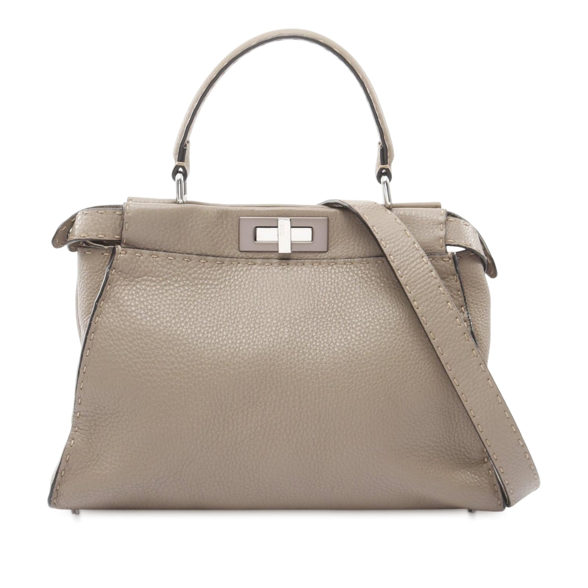 Fendi Medium Leather Selleria Peekaboo Iconic Satchel