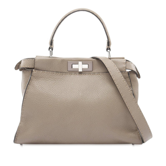 Fendi Medium Leather Selleria Peekaboo Iconic Satchel