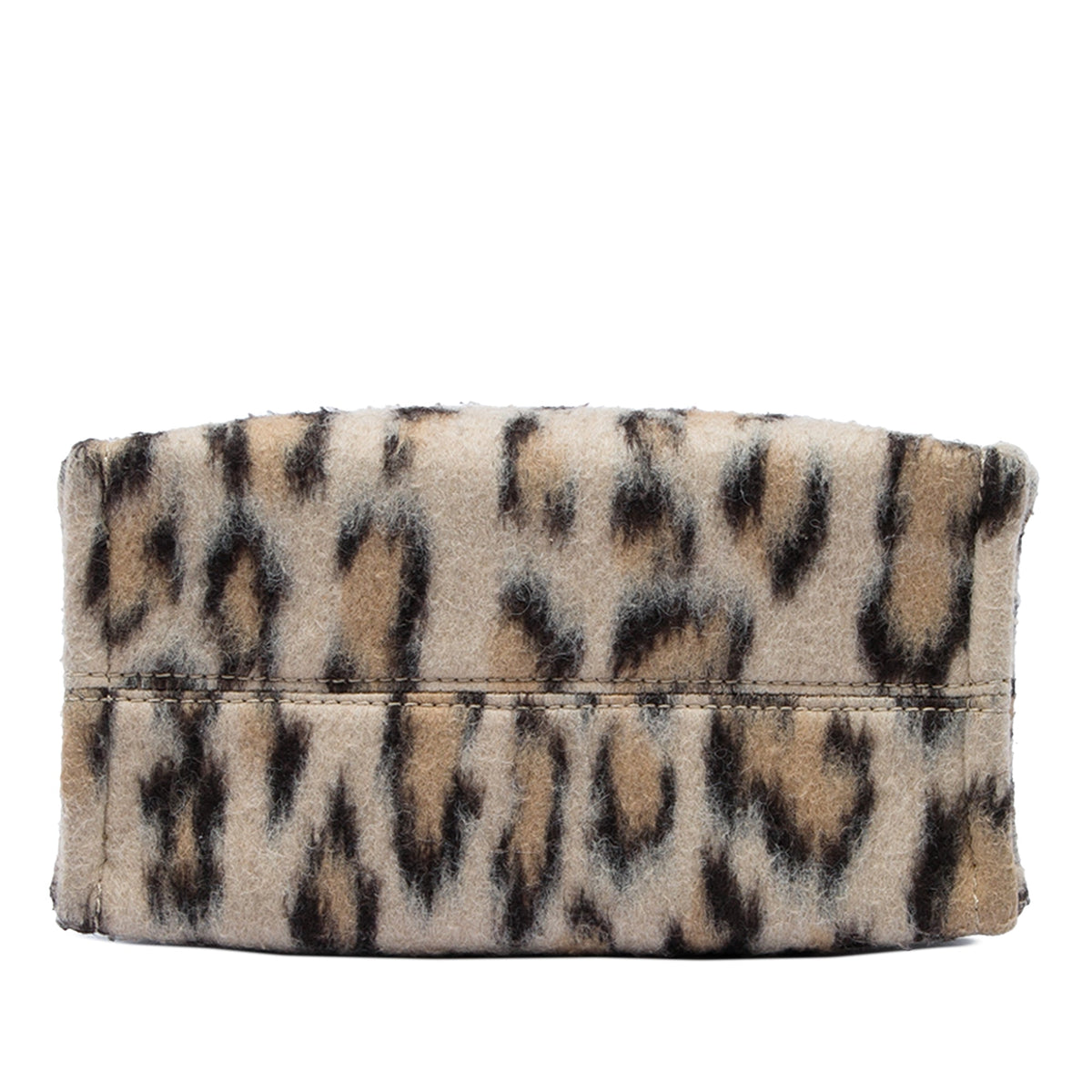 Celine Small Leopard Print Felt Cuir Triomphe Cabas Thais Satchel — Beige
