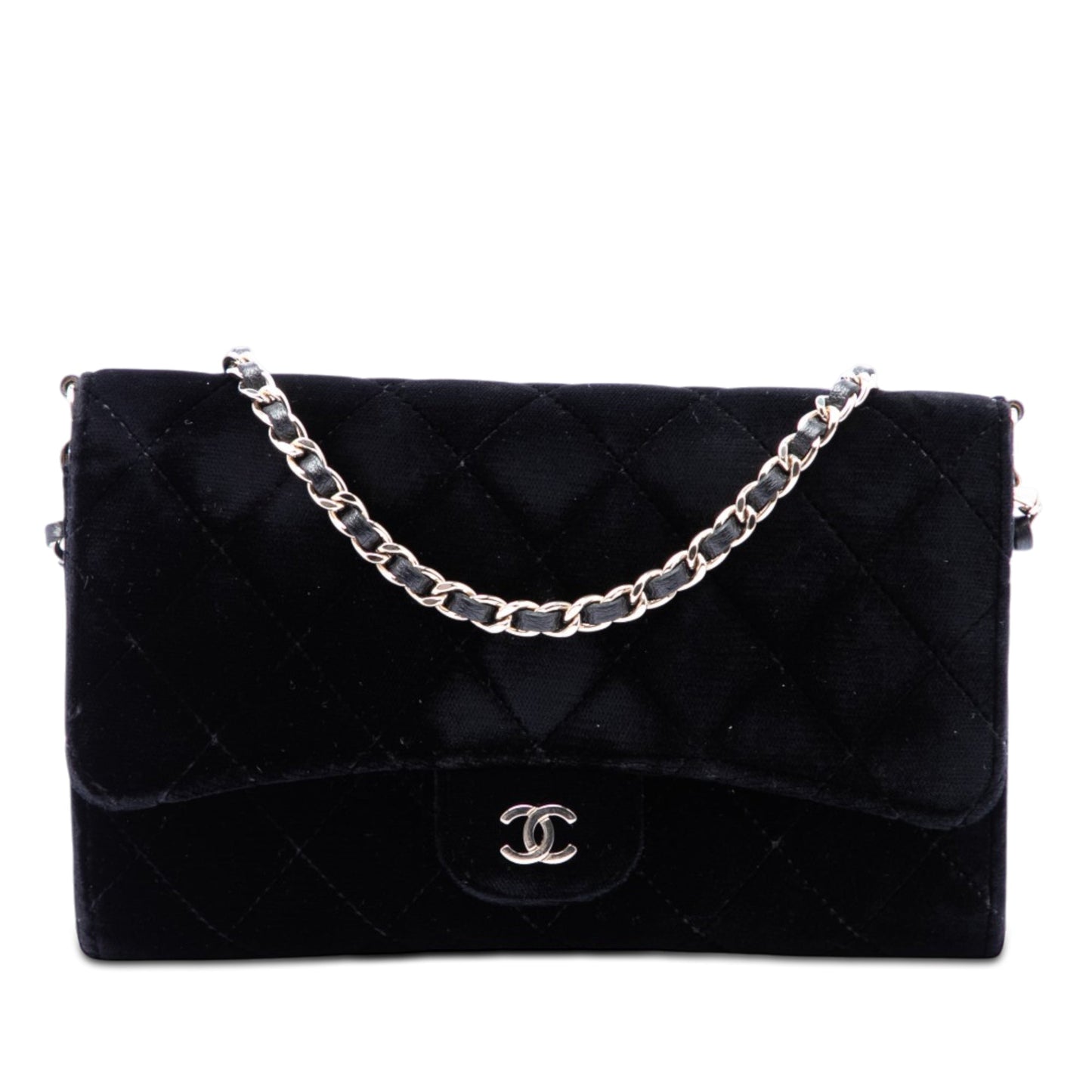 Chanel CC Quilted Velvet Wallet on Removable Chain