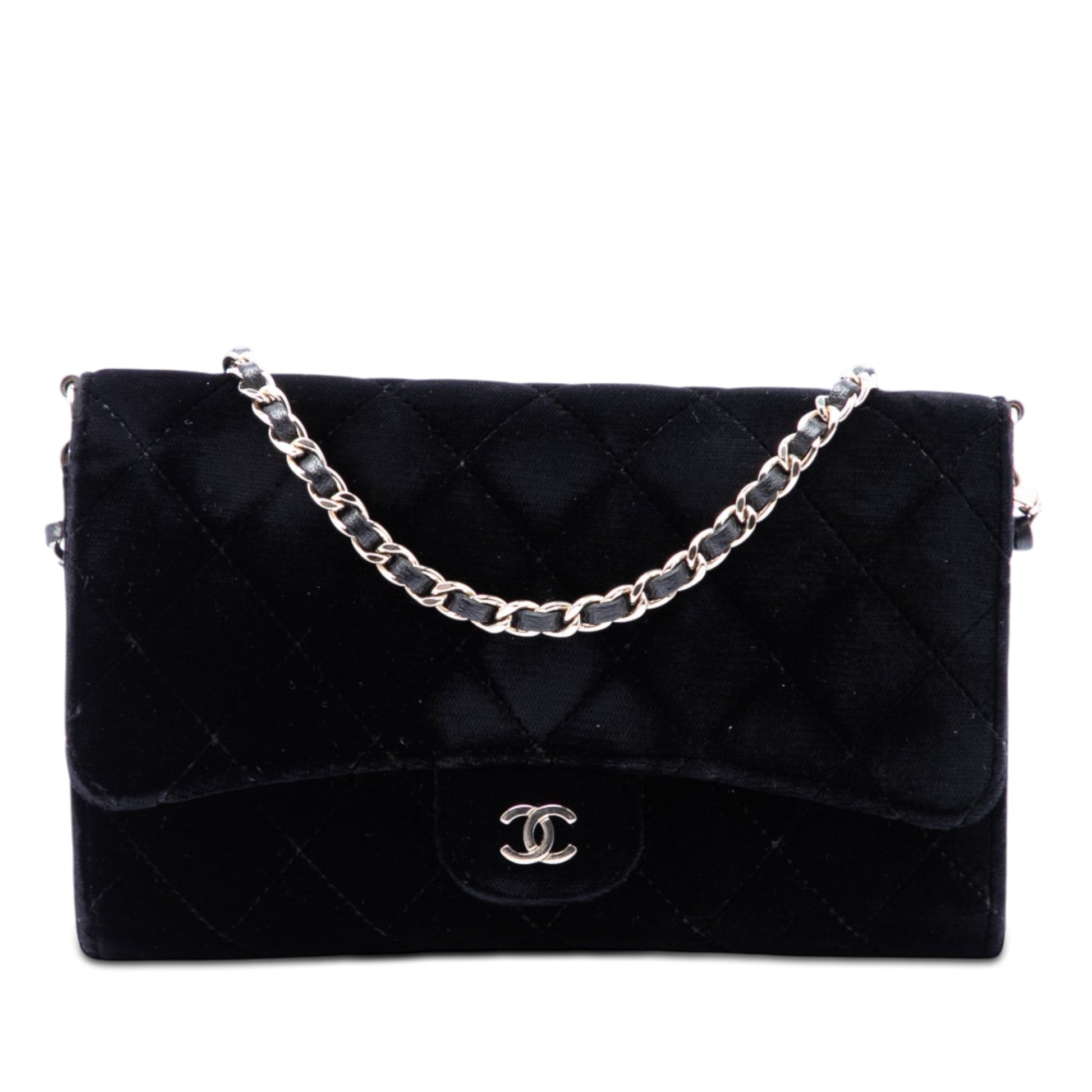 Chanel CC Quilted Velvet Wallet on Removable Chain
