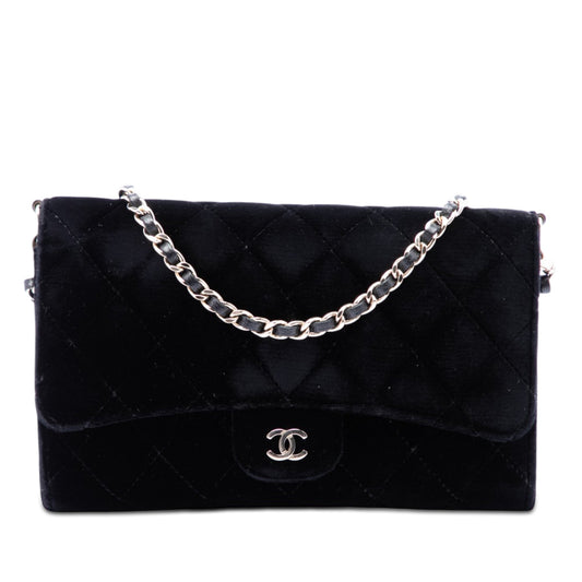 Chanel CC Quilted Velvet Wallet on Removable Chain