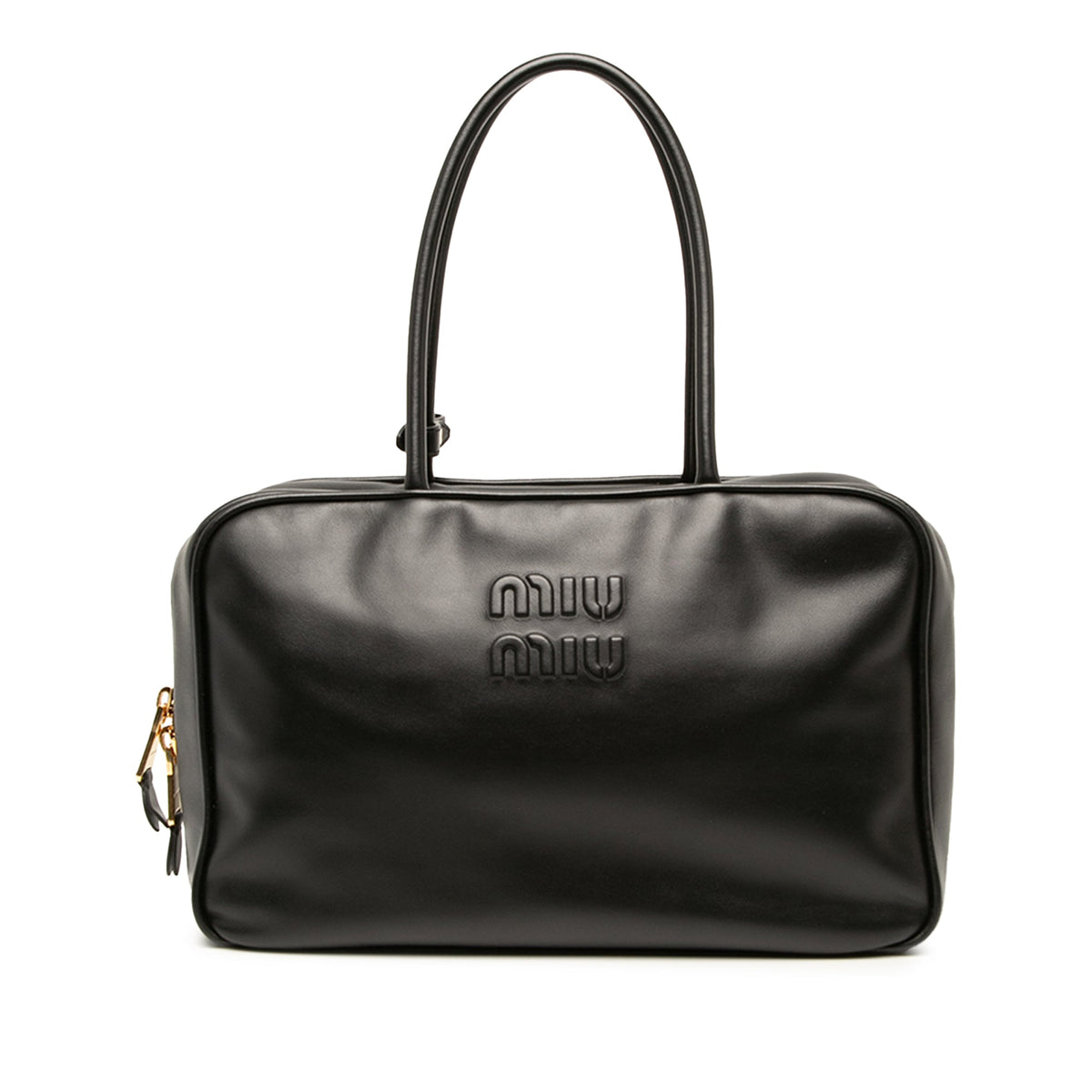 Miu Miu Large Soft Calf Softy Beau Top Handle Bag — Black