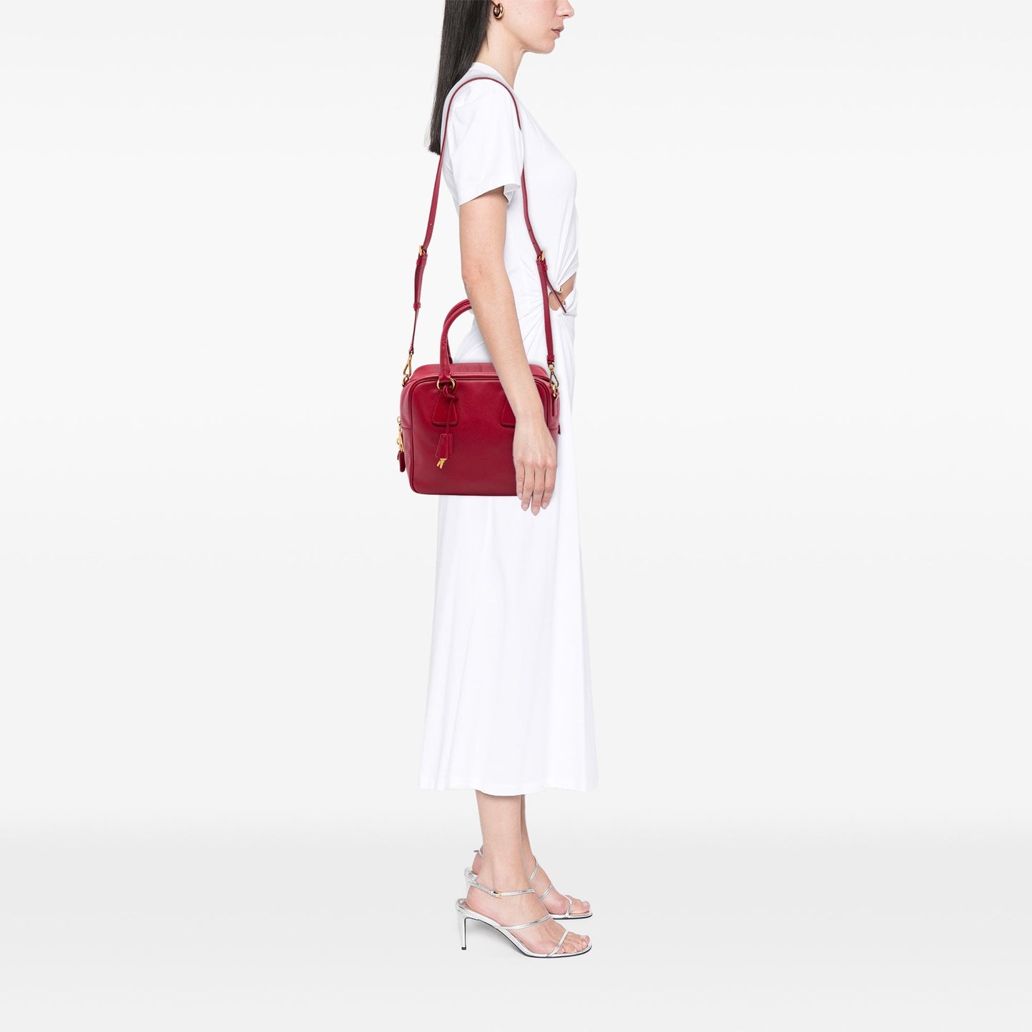 Prada Small Saffiano Square Bauletto Satchel
