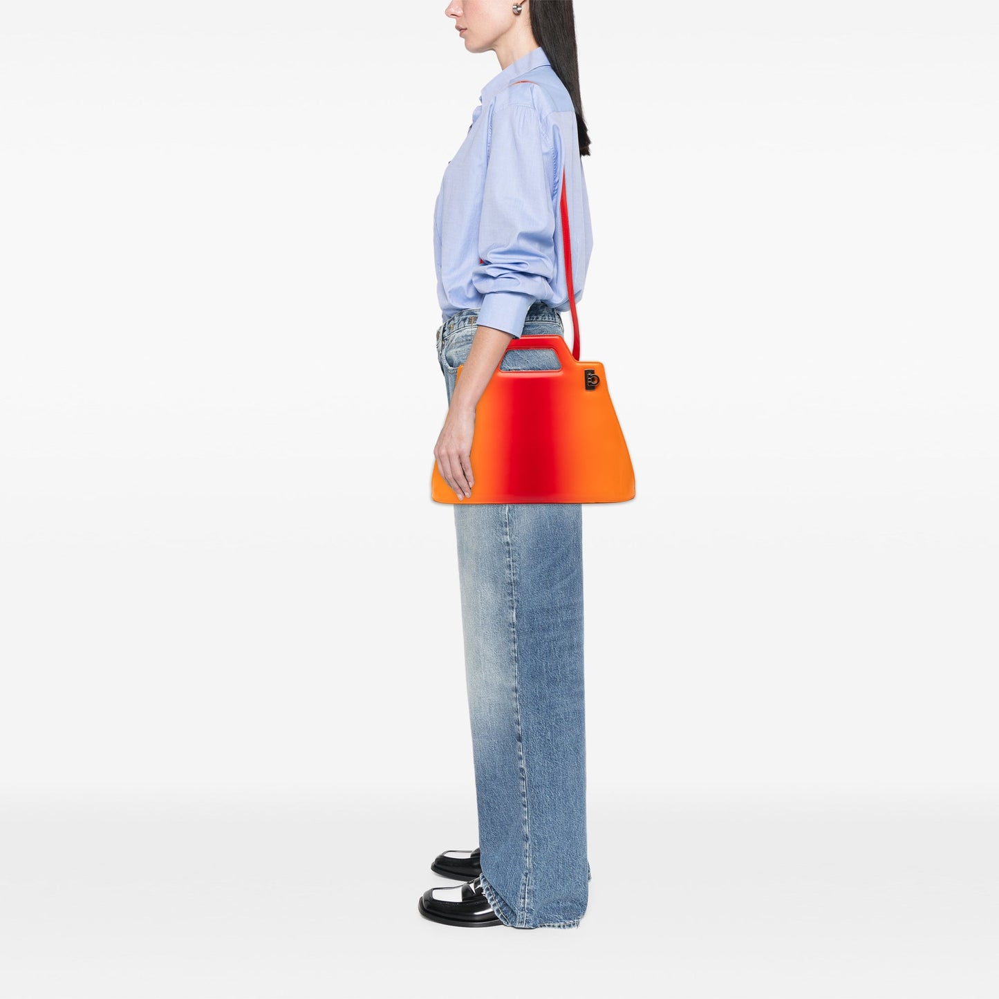 Ferragamo Gradient Brushed Calfskin Gancini Wanda Top Handle Bag