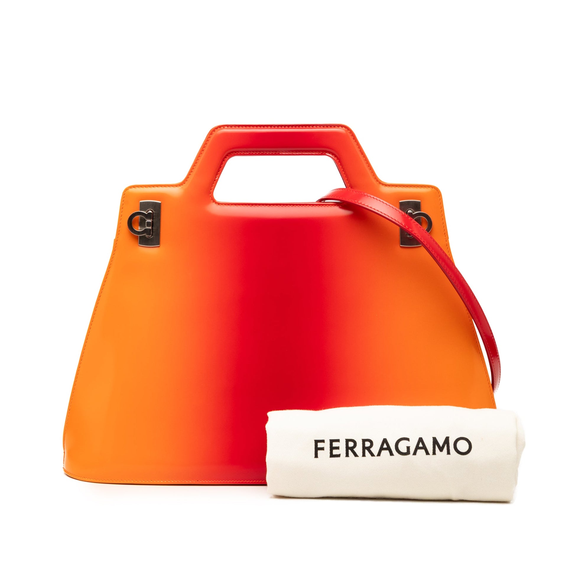 Ferragamo Gradient Brushed Calfskin Gancini Wanda Top Handle Bag