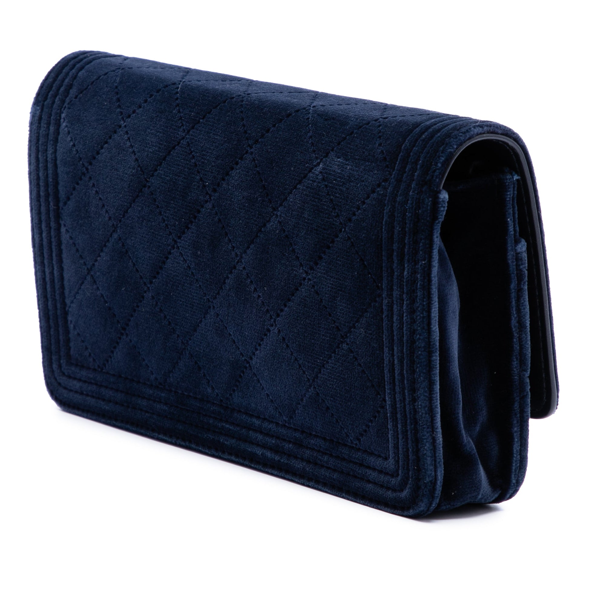 Chanel Quilted Velvet Boy Wallet On Chain