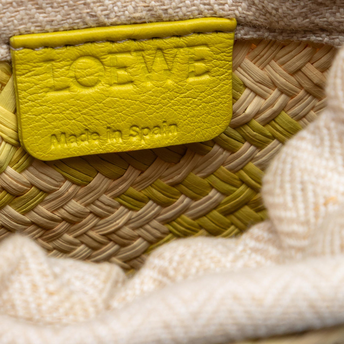 LOEWE Paulas Ibiza Raffia Anagram Square Pocket Bucket Bag