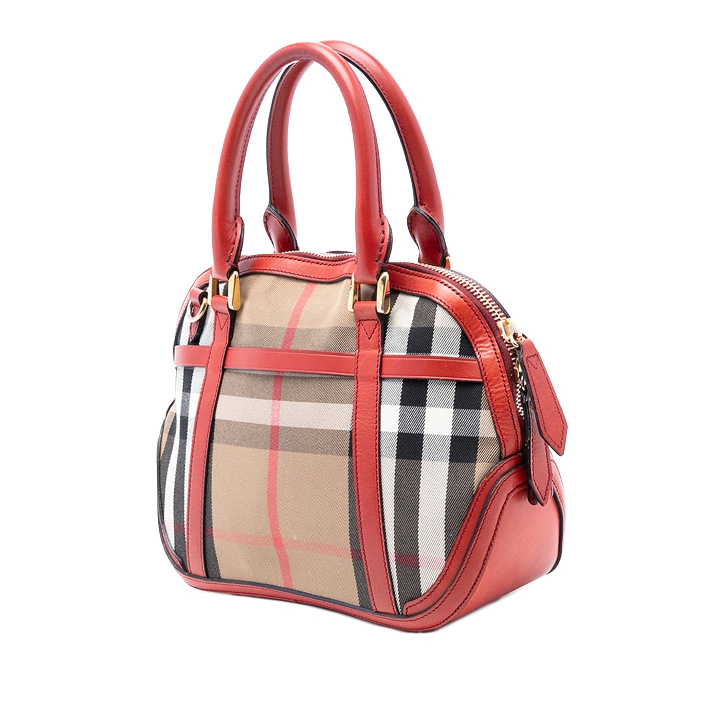 Burberry Small Leather Trimmed House Check Canvas Bridle Orchard Satchel