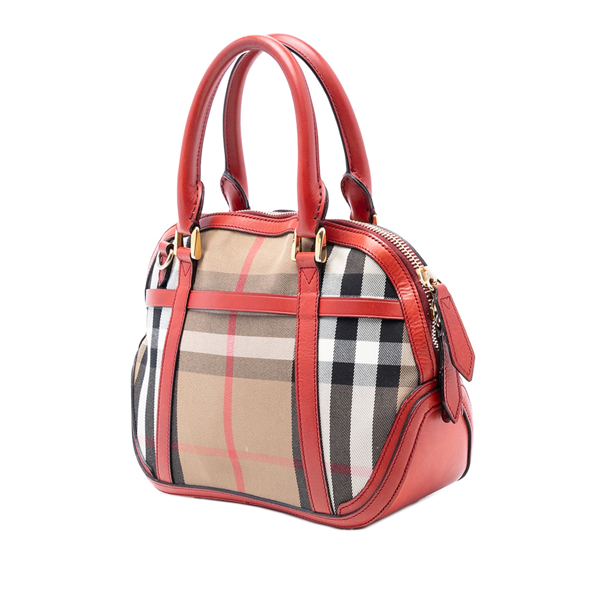 Burberry Small Leather Trimmed House Check Canvas Bridle Orchard Satchel
