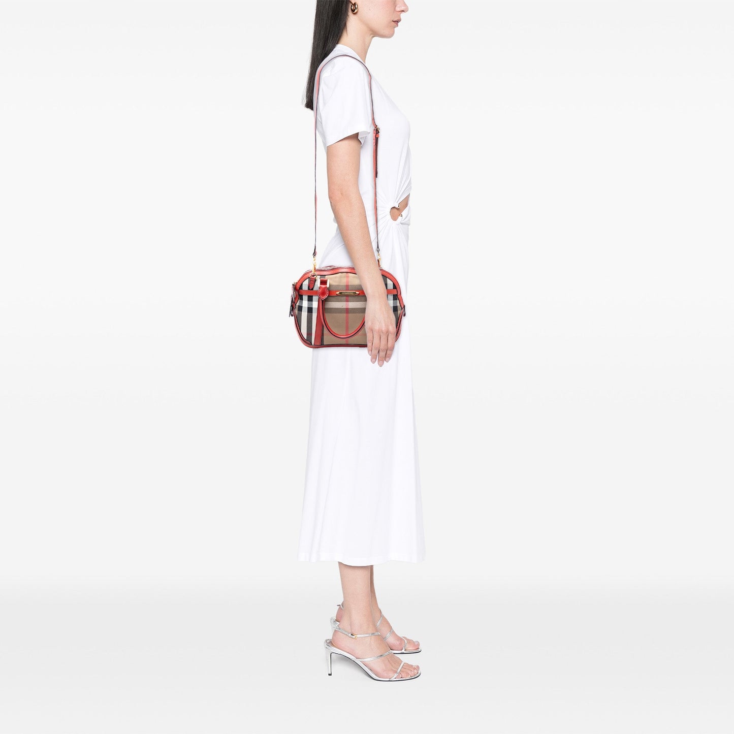 Burberry Small Leather Trimmed House Check Canvas Bridle Orchard Satchel