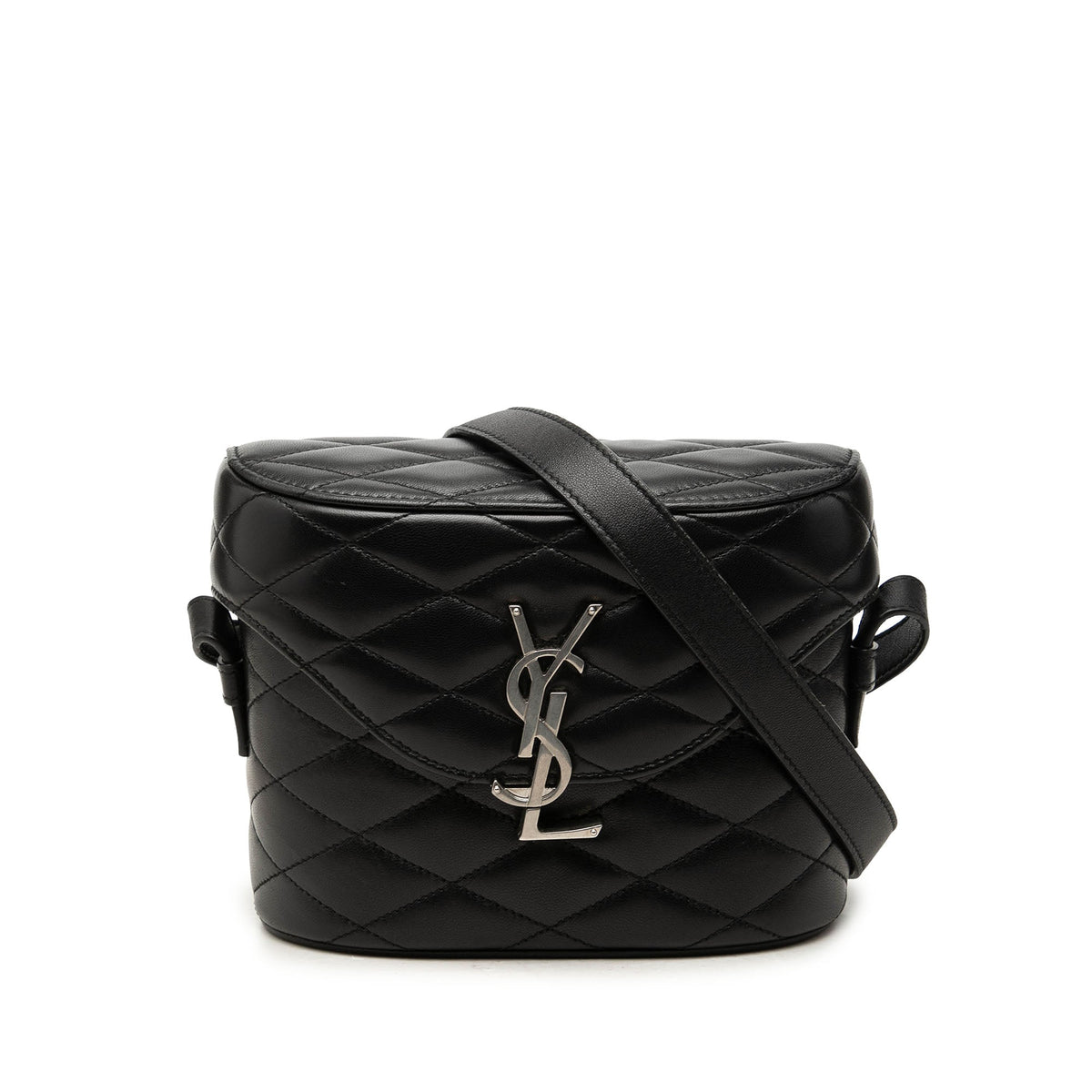 Saint Laurent Quilted Lambskin Monogram June Box Bag — Black