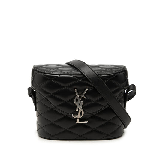 Saint Laurent Quilted Lambskin Monogram June Box Bag — Black