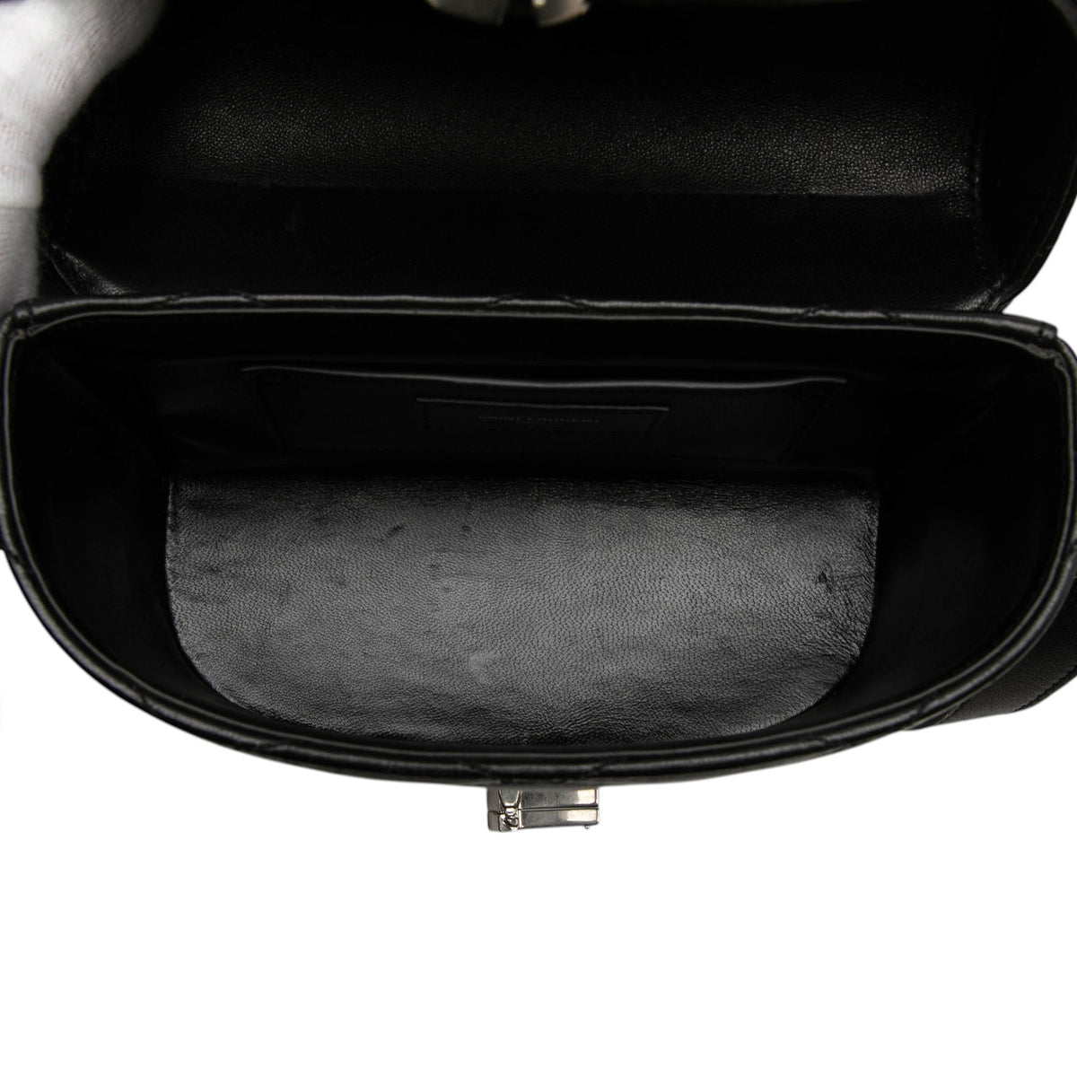 Saint Laurent Quilted Lambskin Monogram June Box Bag — Black