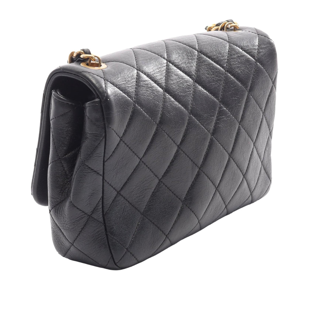 Chanel Small CC Glazed Calfskin Imitation Pearls Flap — Black
