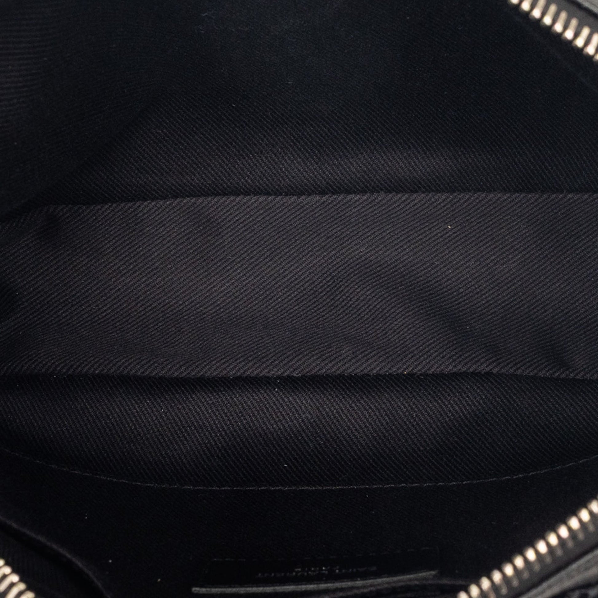 Saint Laurent Woven Raffia and Leather Lou Camera Bag