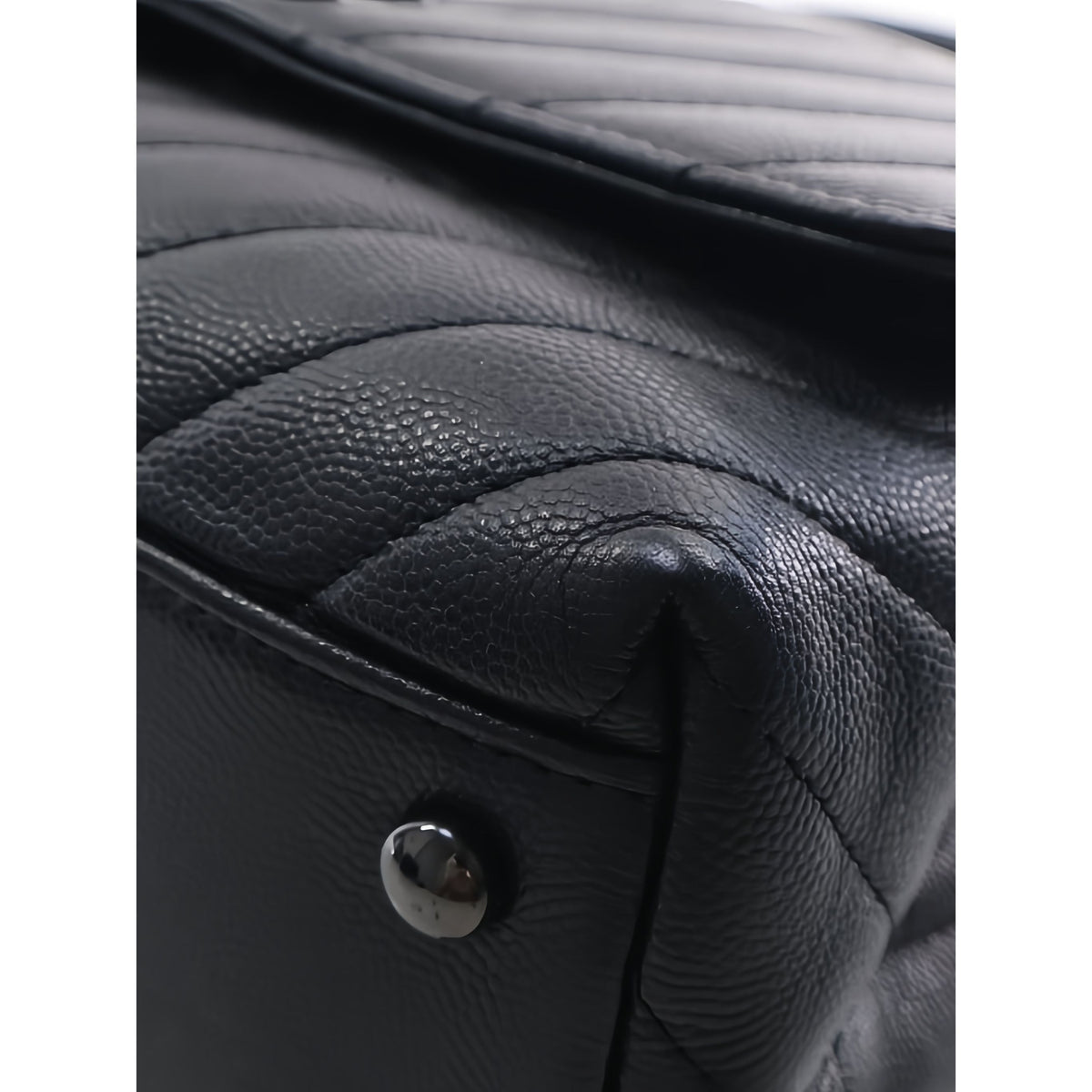 Chanel Small Chevron Caviar So Black Coco Top Handle Bag