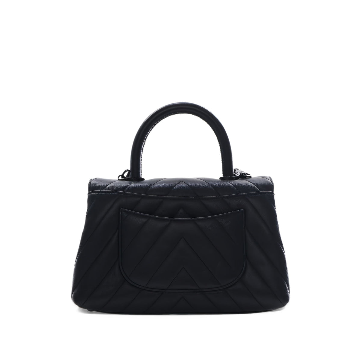 Chanel Small Chevron Caviar So Black Coco Top Handle Bag