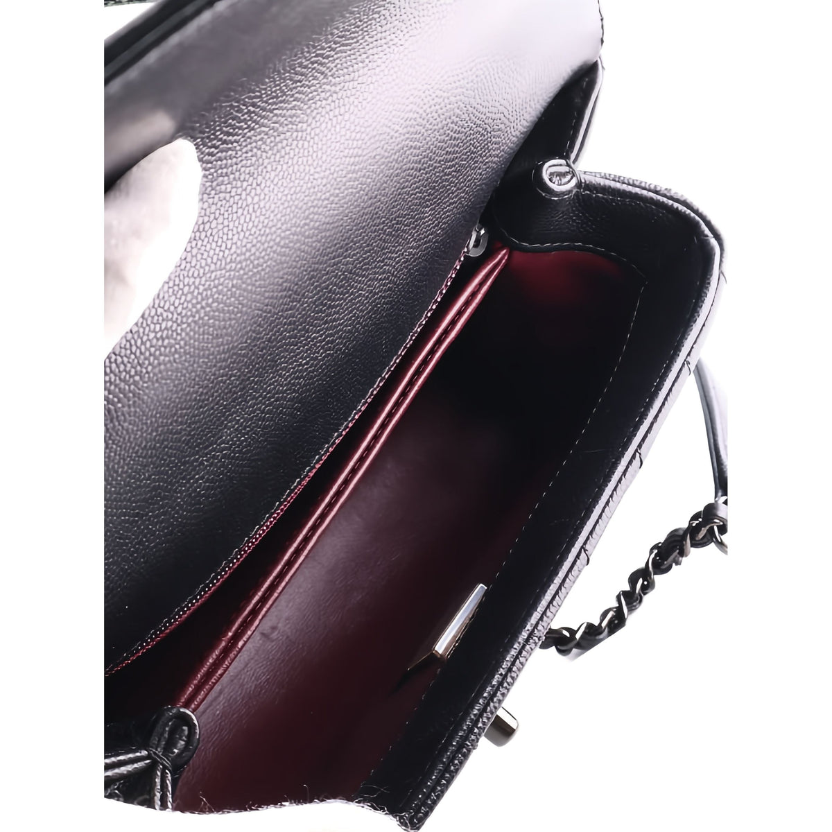 Chanel Small Chevron Caviar So Black Coco Top Handle Bag