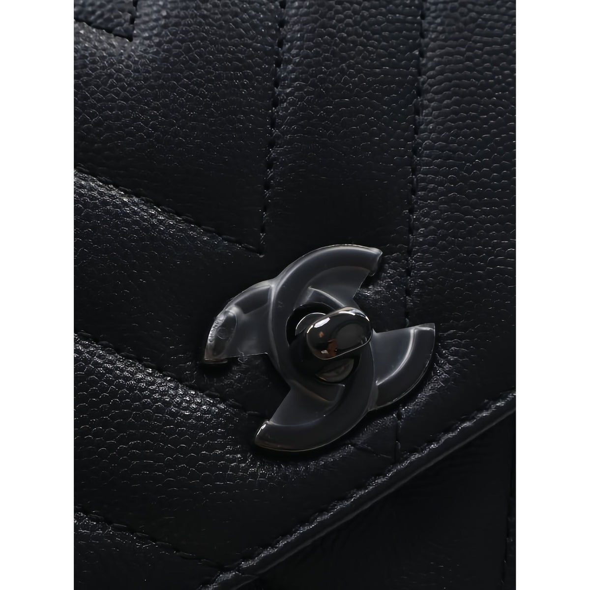 Chanel Small Chevron Caviar So Black Coco Top Handle Bag