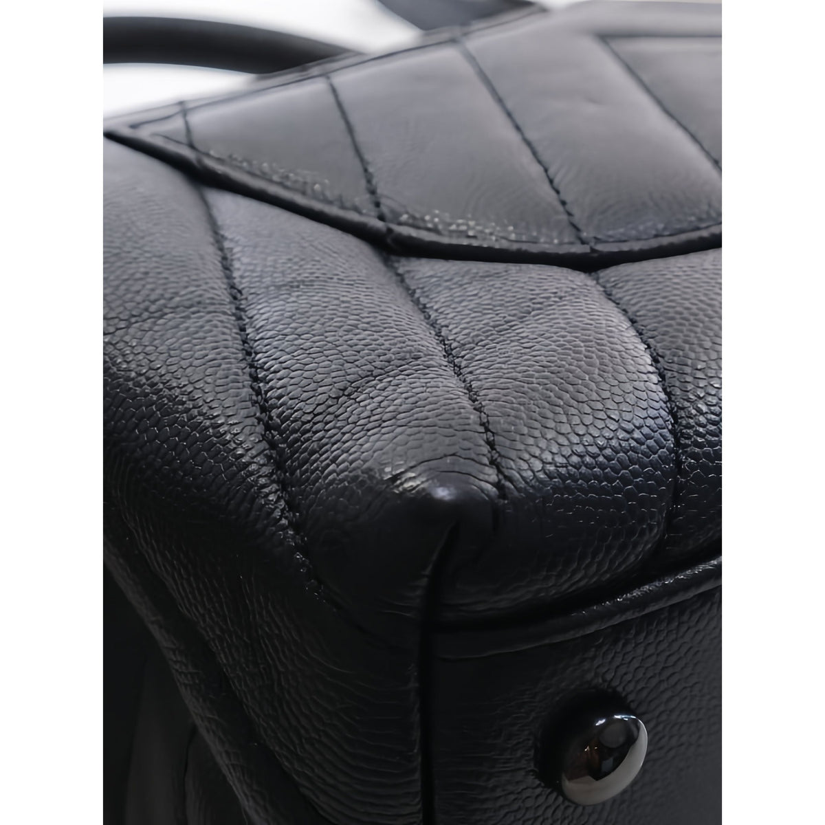 Chanel Small Chevron Caviar So Black Coco Top Handle Bag