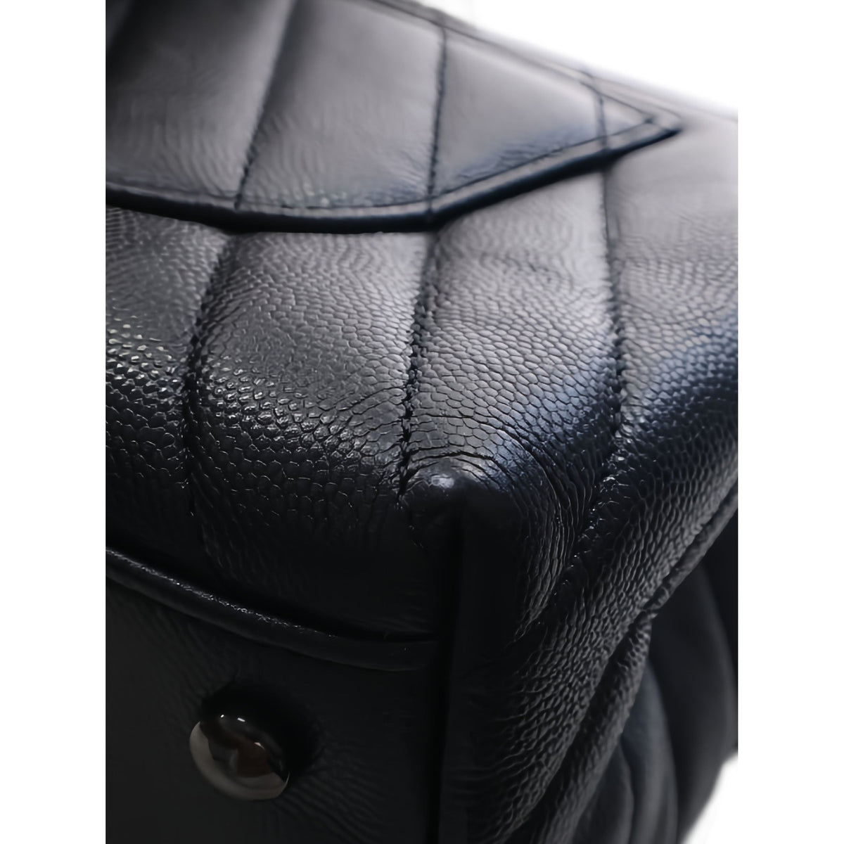 Chanel Small Chevron Caviar So Black Coco Top Handle Bag