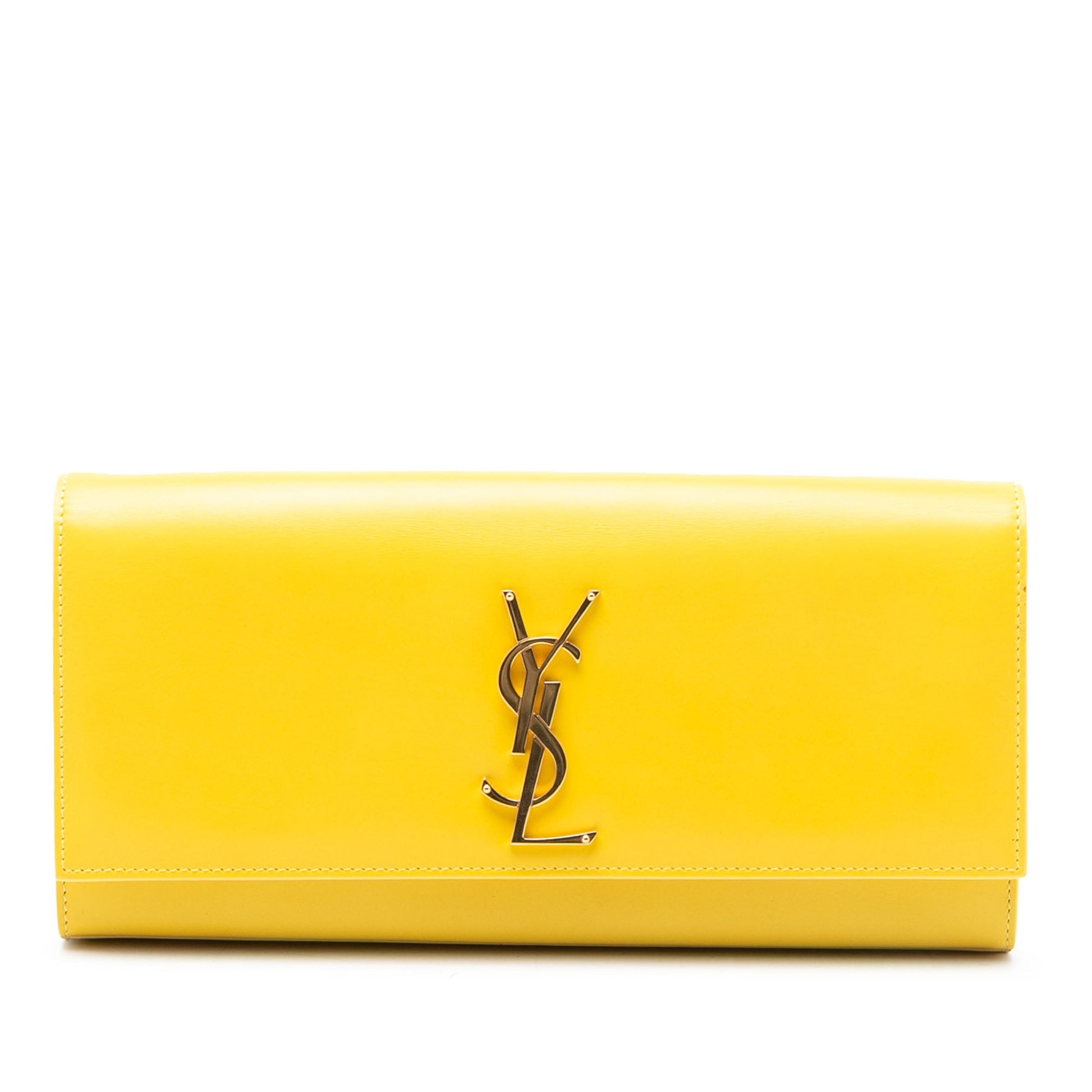 Saint Laurent Leather Monogram Cassandre Clutch