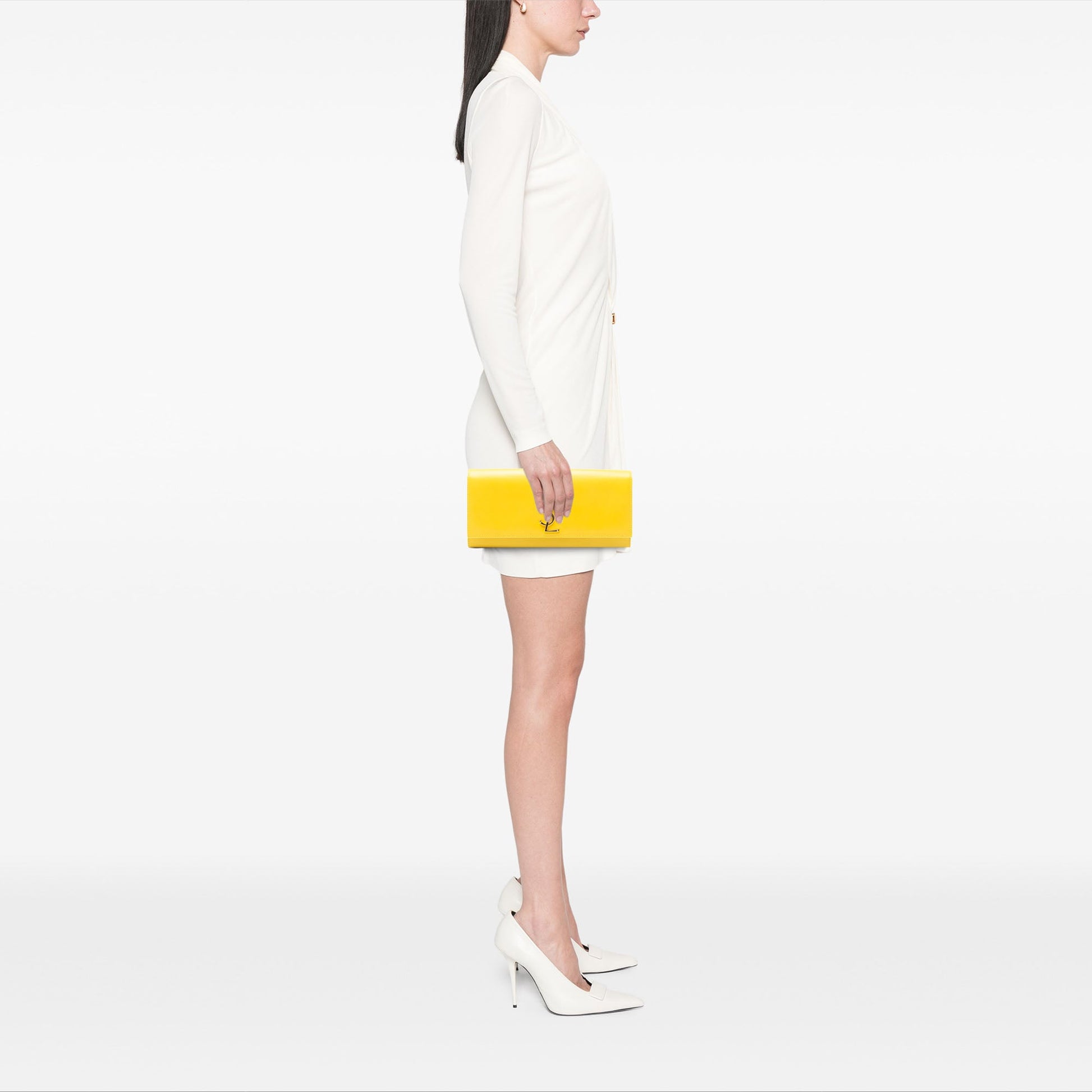 Saint Laurent Leather Monogram Cassandre Clutch