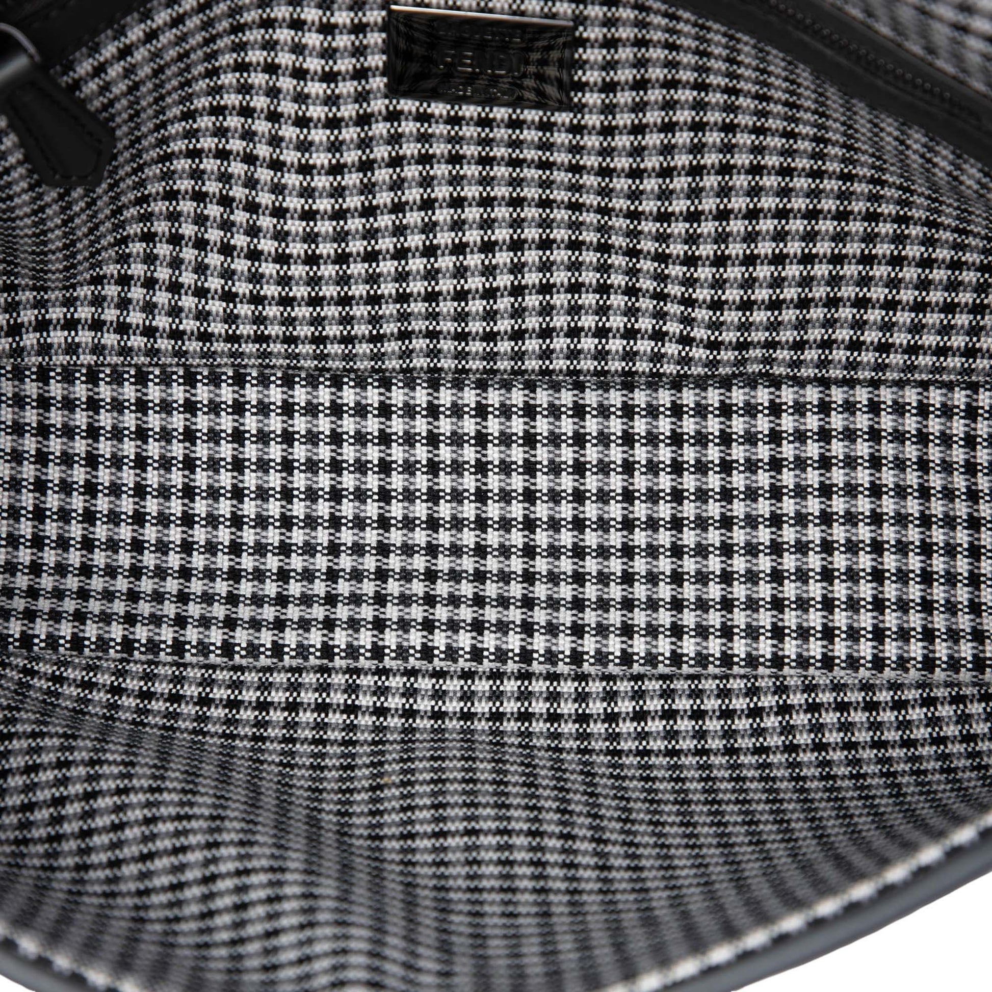Fendi FF Embroidered Wool Houndstooth Baguette Satchel