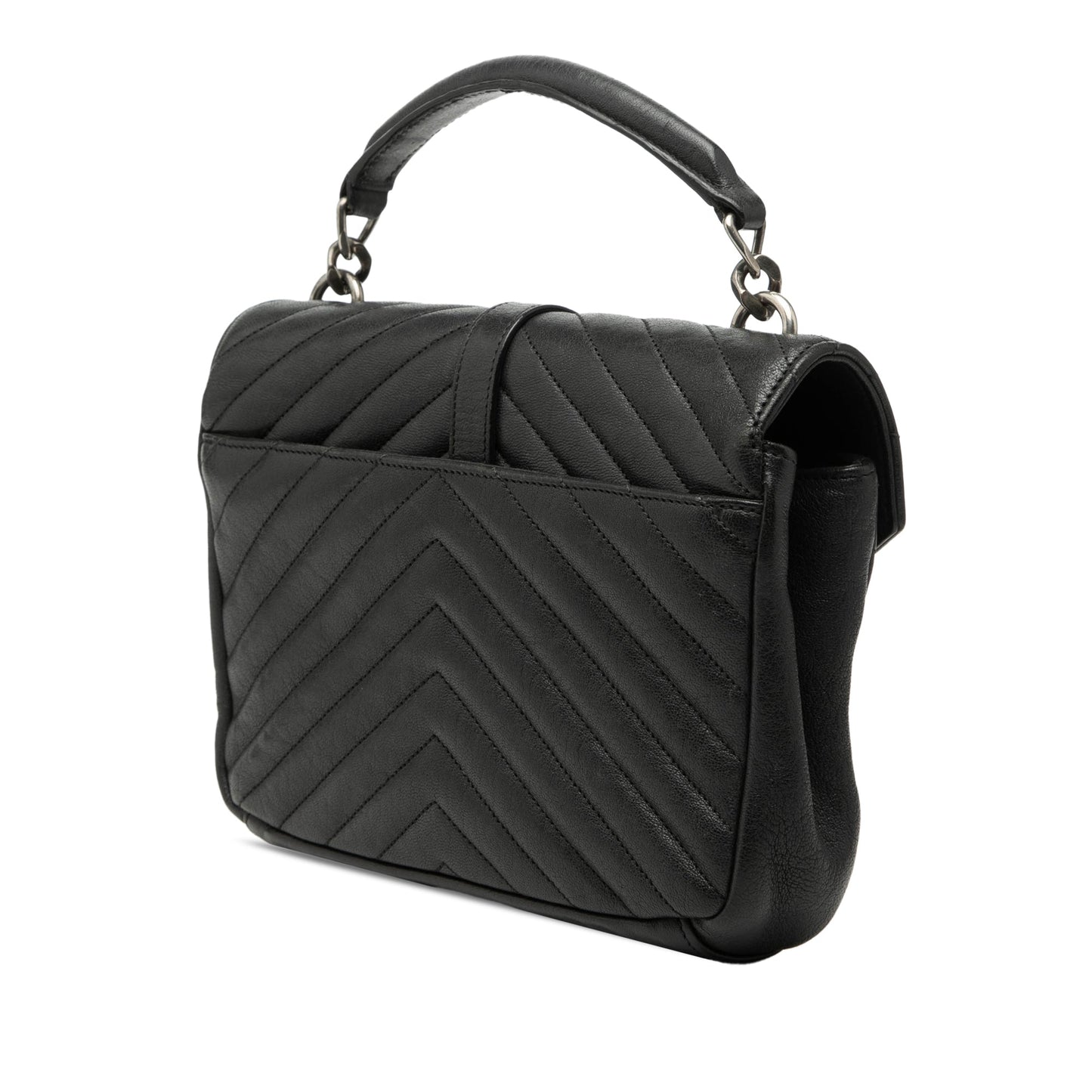 Saint Laurent Medium Chevron Sheepskin Monogram College Satchel