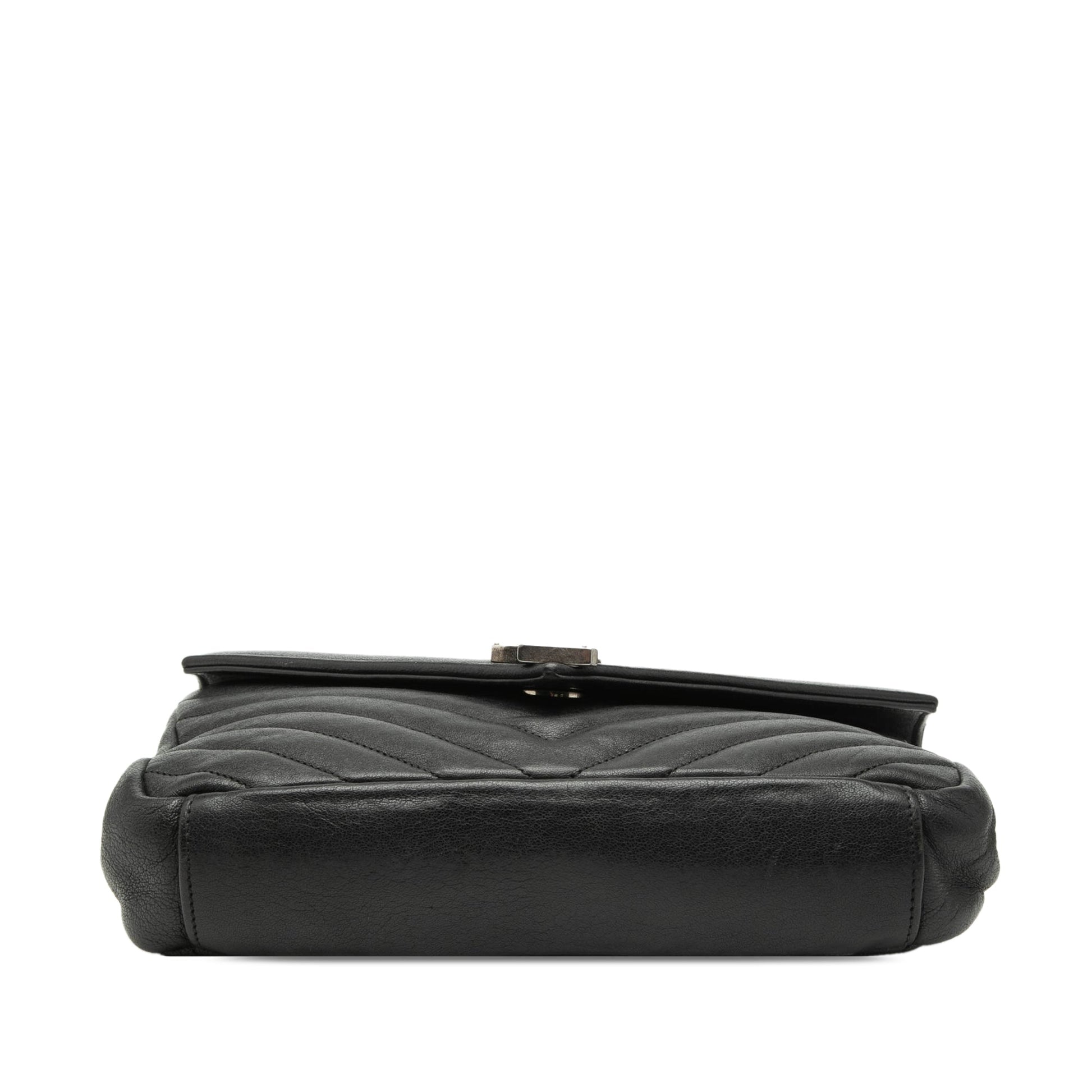 Saint Laurent Medium Chevron Sheepskin Monogram College Satchel