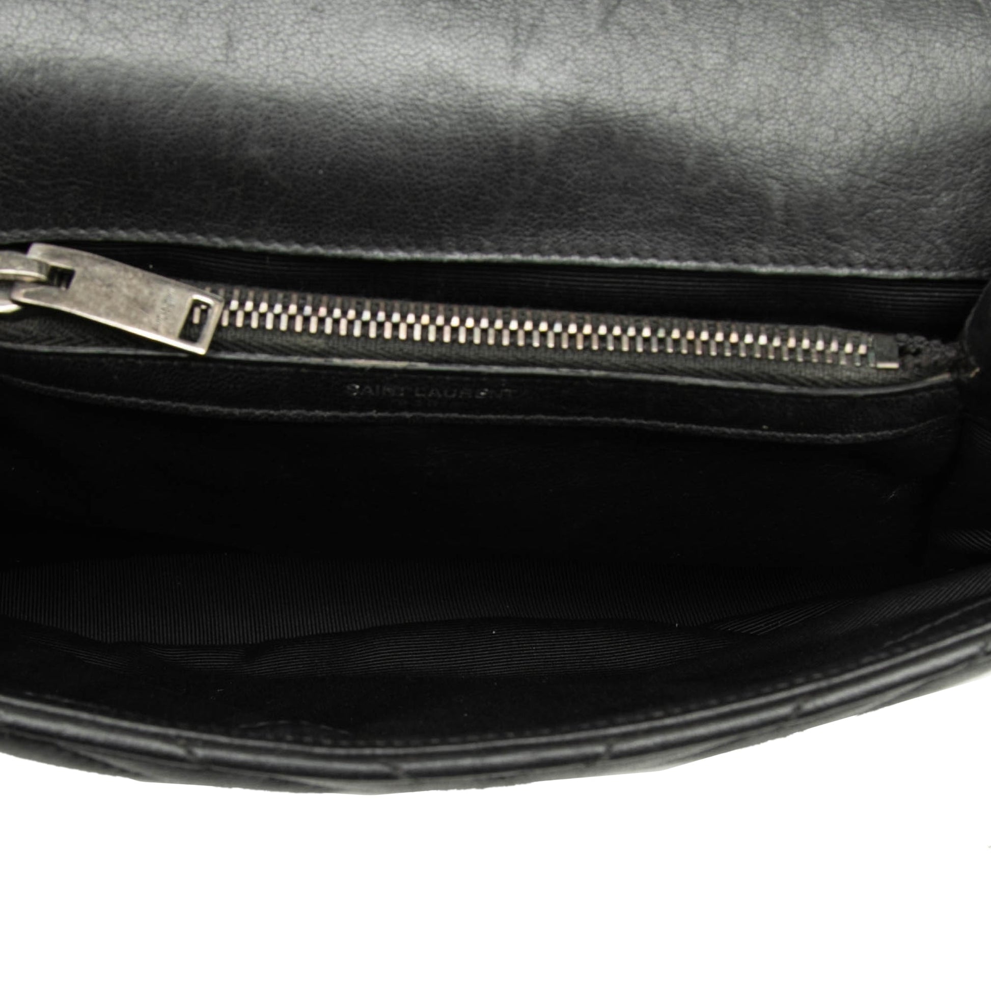 Saint Laurent Medium Chevron Sheepskin Monogram College Satchel