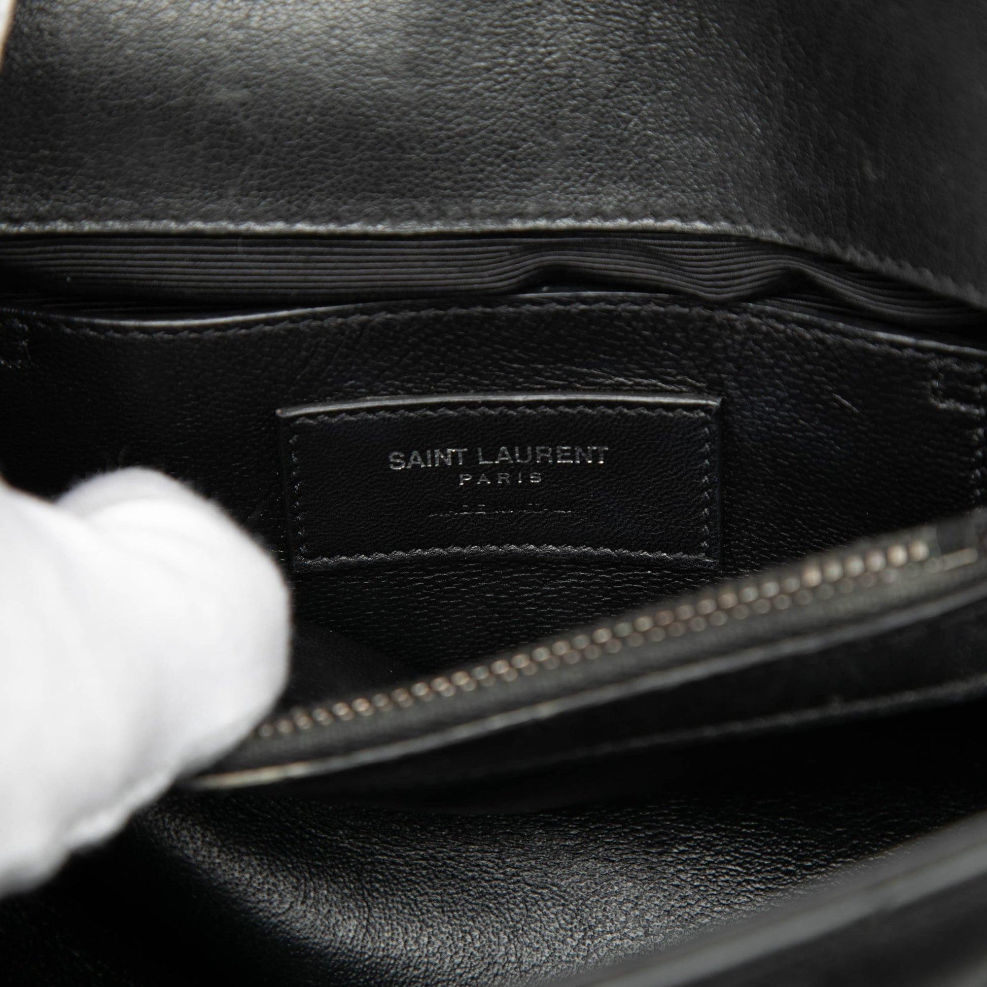 Saint Laurent Medium Chevron Sheepskin Monogram College Satchel