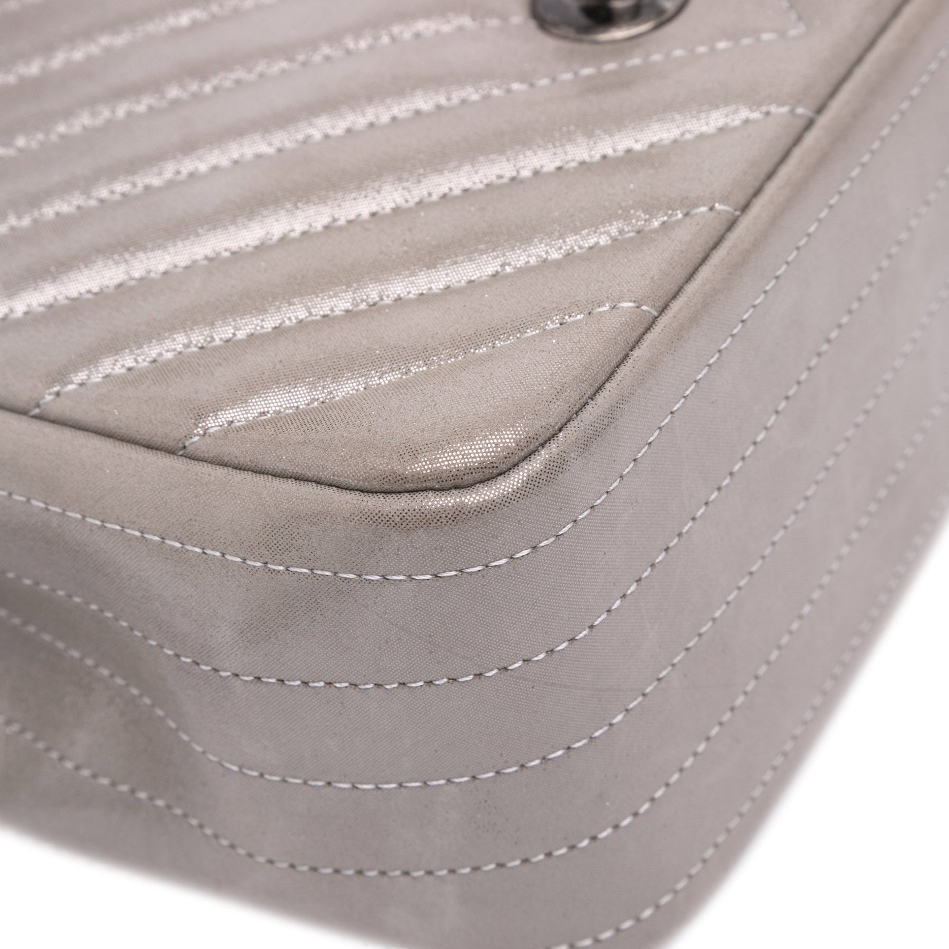 Chanel Mini Square Classic Chevron Iridescent Lambskin Single Flap