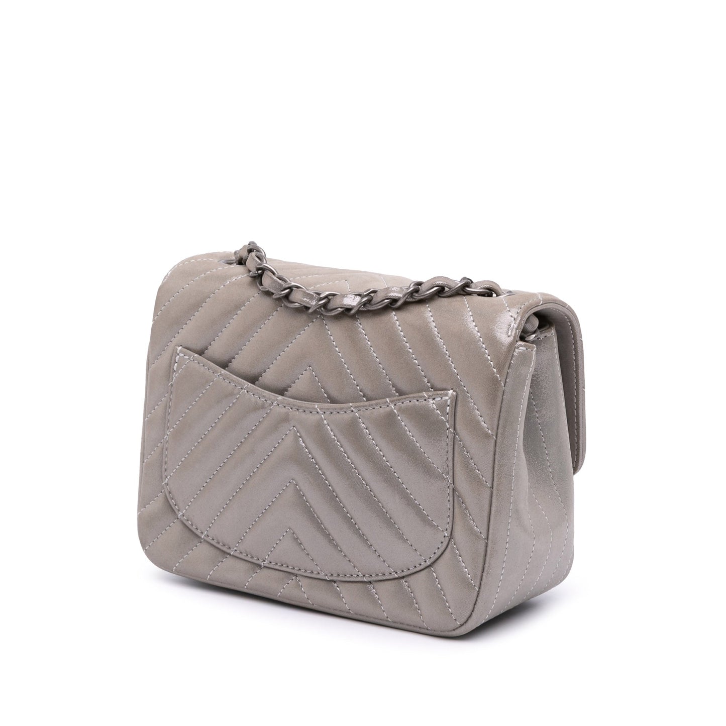 Chanel Mini Square Classic Chevron Iridescent Lambskin Single Flap