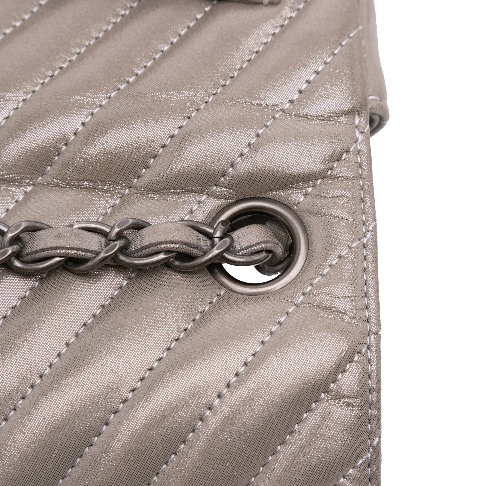 Chanel Mini Square Classic Chevron Iridescent Lambskin Single Flap