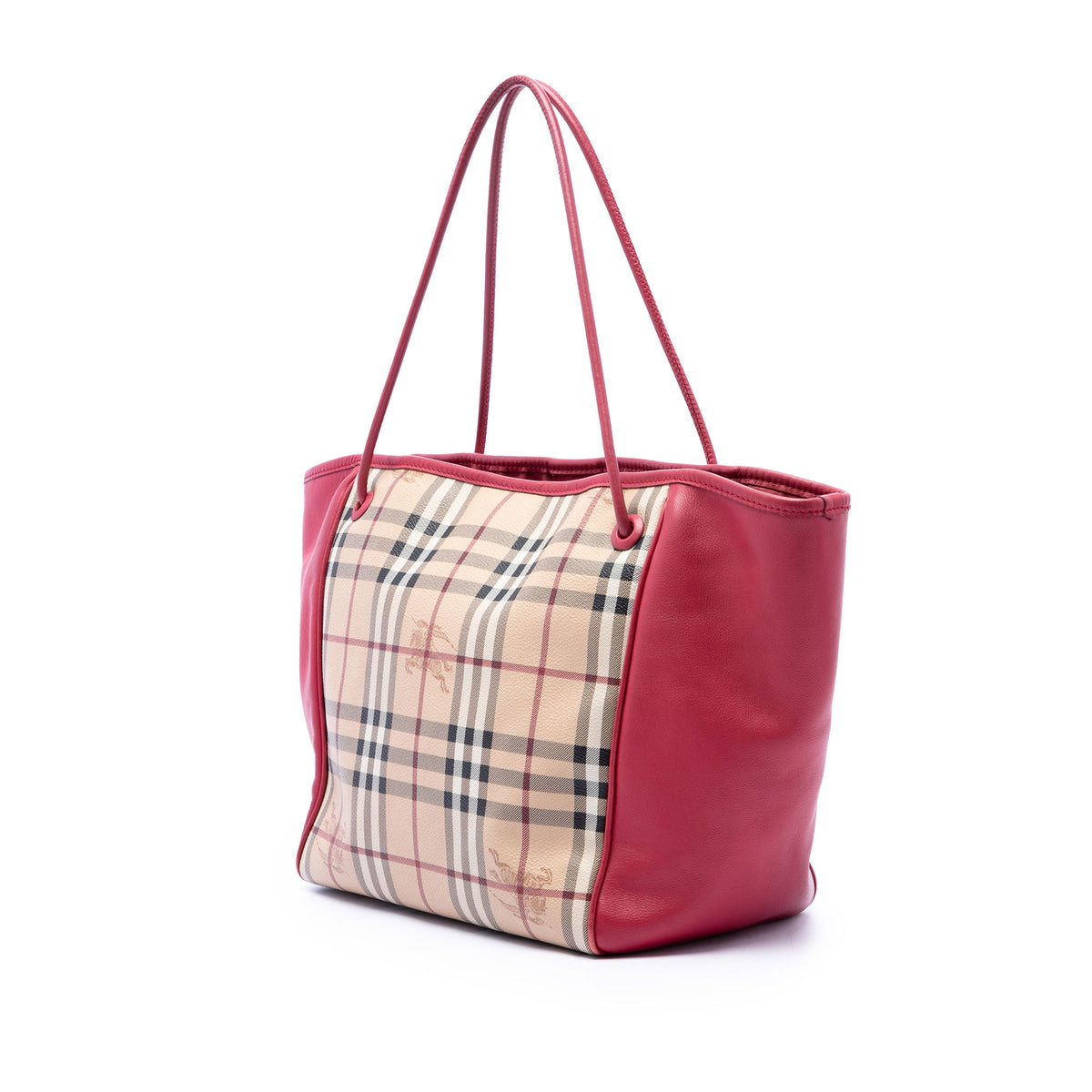 Burberry Small Haymarket Check Coated Canvas and Calfskin Canterbury Tote
